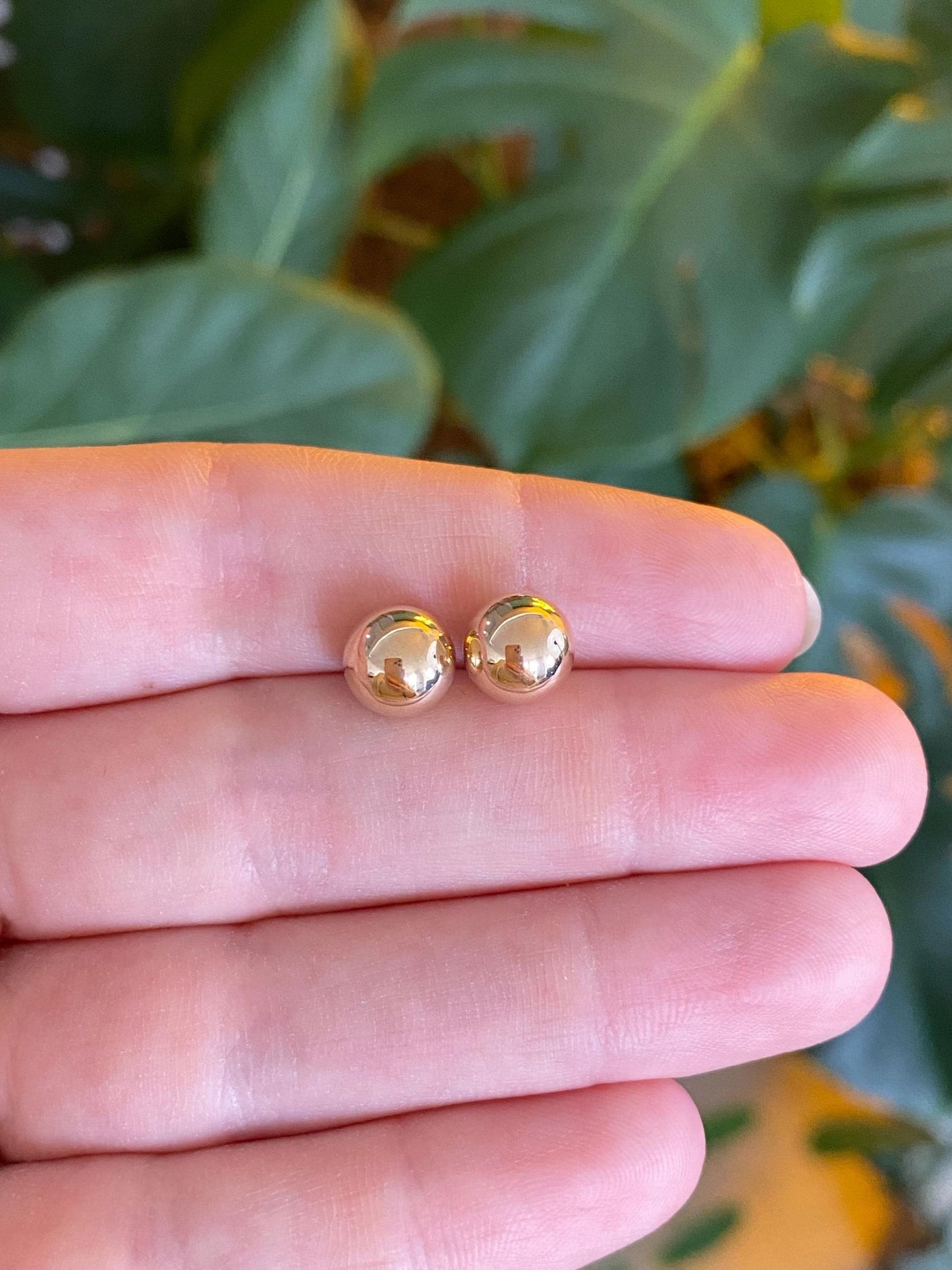 Vintage 14k Yellow Gold Large Ball Stud Earrings