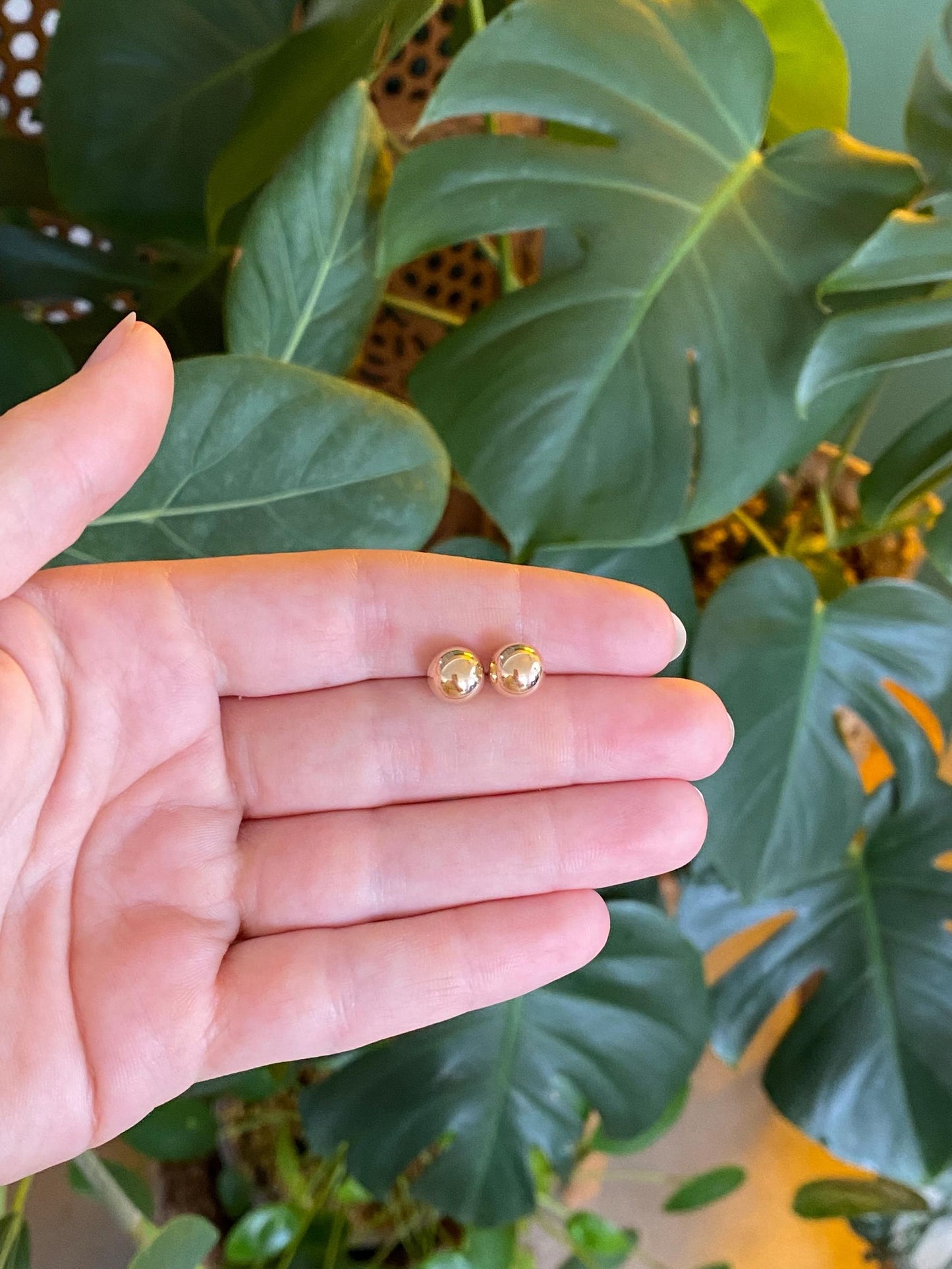 Vintage 14k Yellow Gold Large Ball Stud Earrings