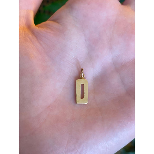 Solid 14k Yellow Gold Initial 'D' Charm