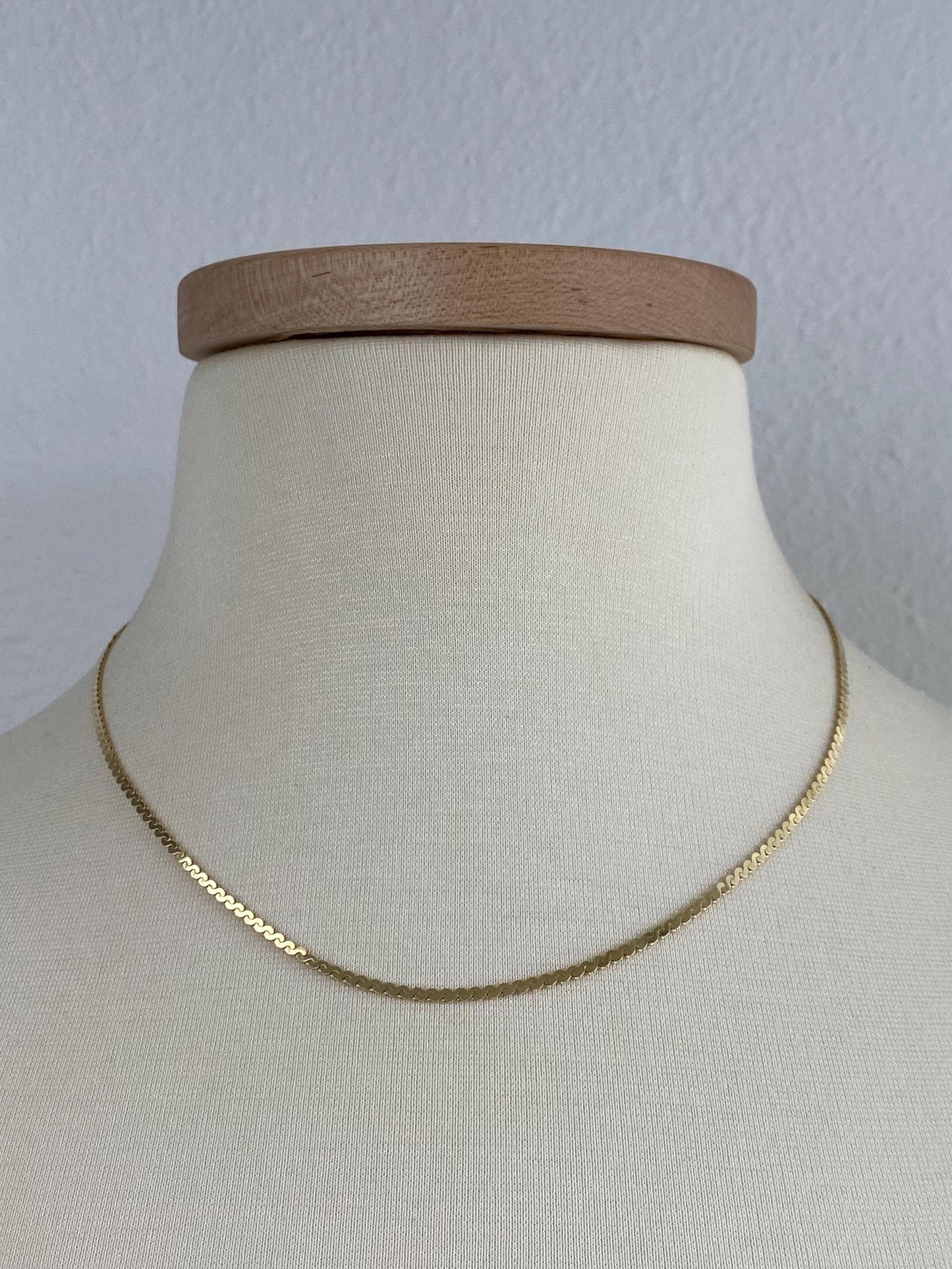 Vintage Solid 14k Yellow Gold Chunky Serpentine Chain Necklace - 18.25 inches