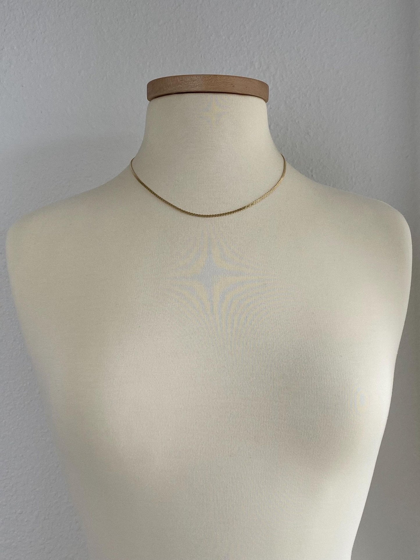 Vintage Solid 14k Yellow Gold Chunky Serpentine Chain Necklace - 18.25 inches