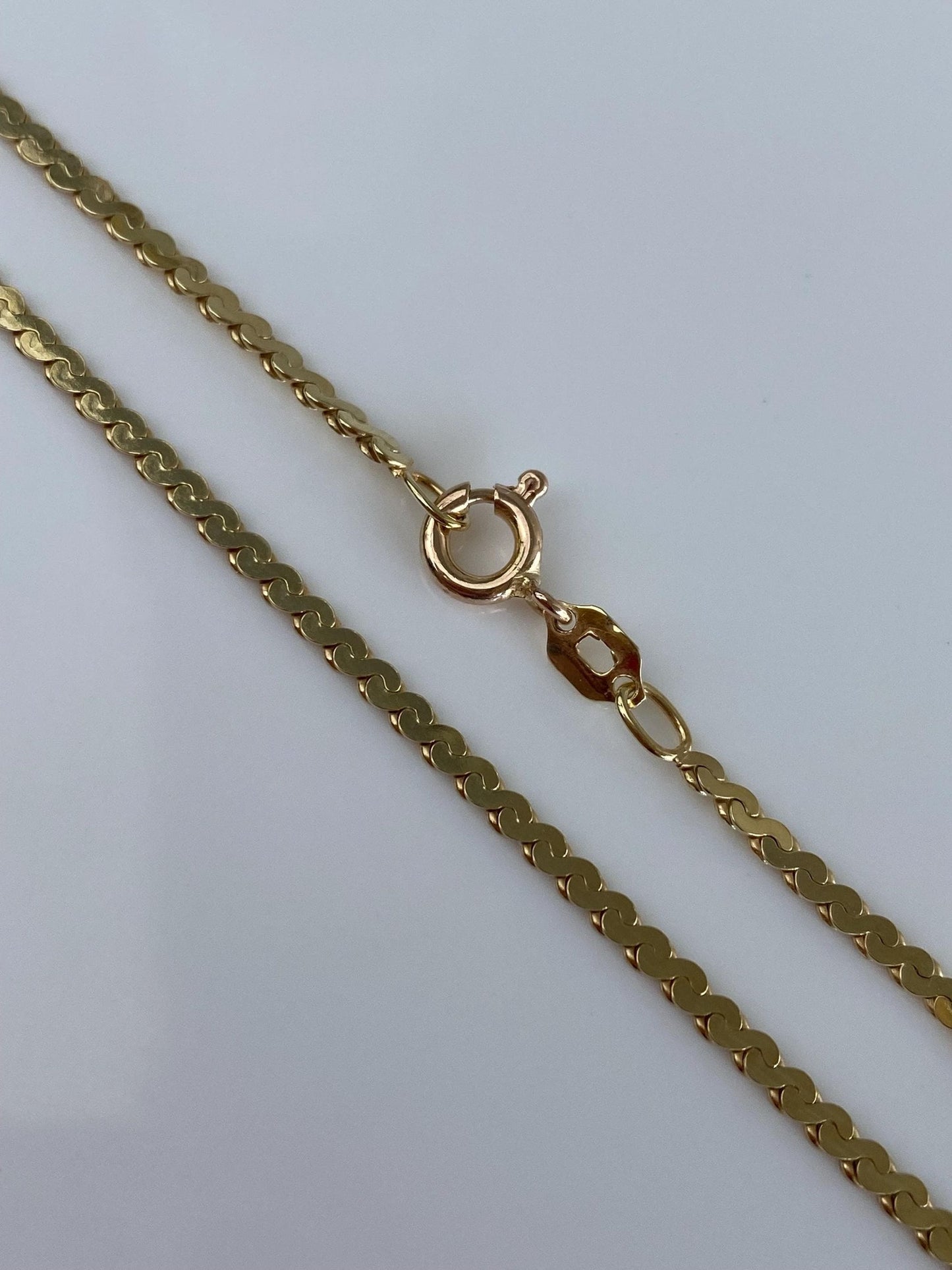 Vintage Solid 14k Yellow Gold Chunky Serpentine Chain Necklace - 18.25 inches
