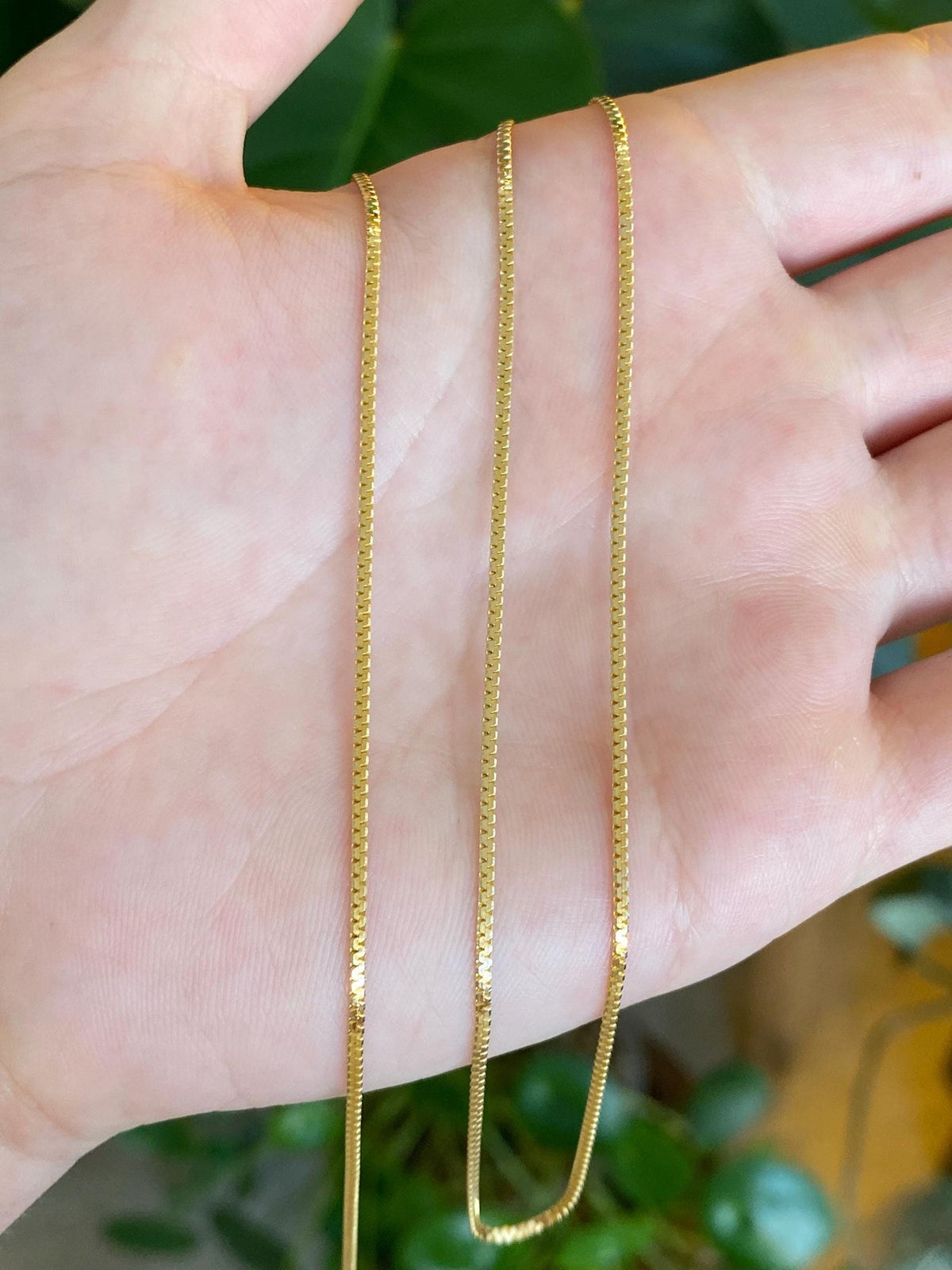 Vintage Solid 14k Yellow Gold Flat Zipper Chain Necklace - 20 inches