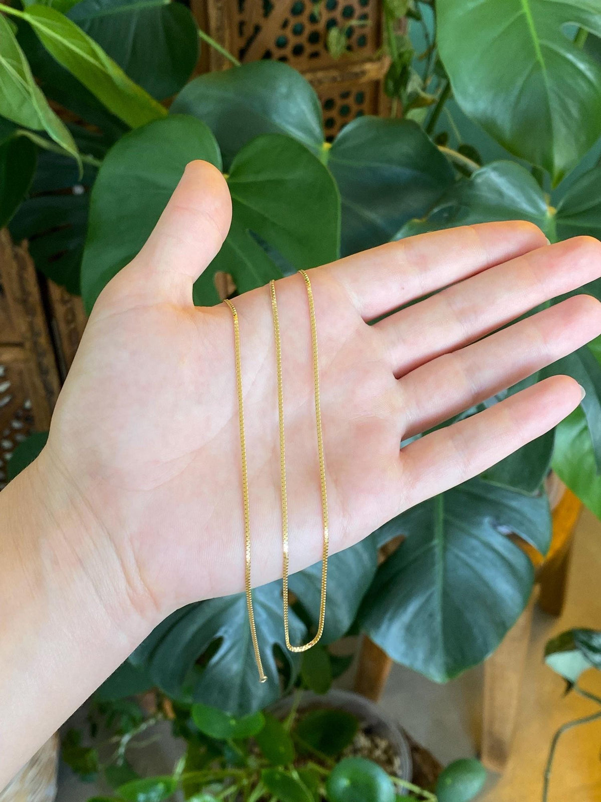 Vintage Solid 14k Yellow Gold Flat Zipper Chain Necklace - 20 inches