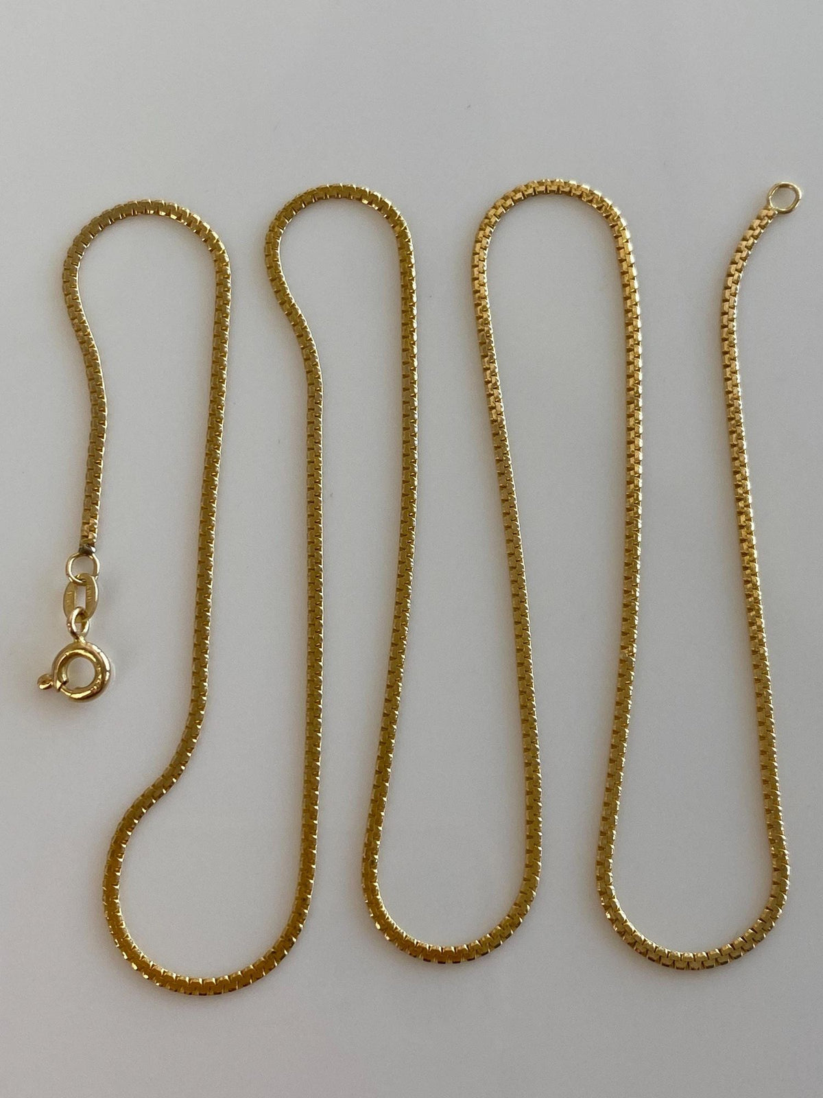 Vintage Solid 14k Yellow Gold Flat Zipper Chain Necklace - 20 inches