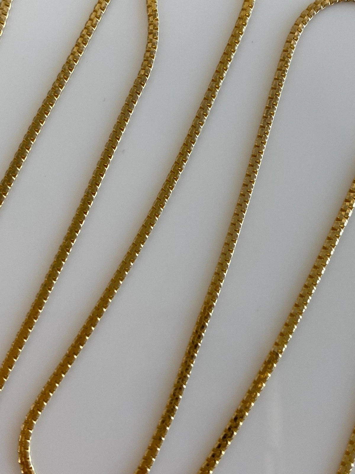 Vintage Solid 14k Yellow Gold Flat Zipper Chain Necklace - 20 inches