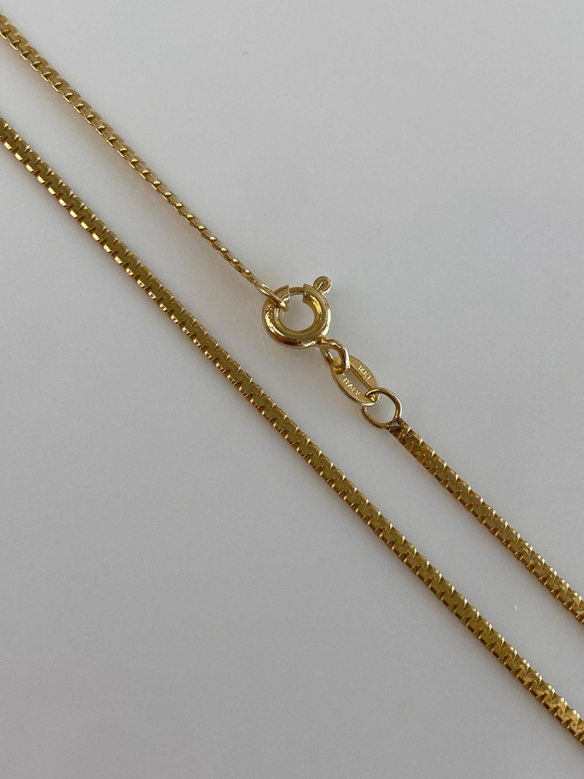 Vintage Solid 14k Yellow Gold Flat Zipper Chain Necklace - 20 inches