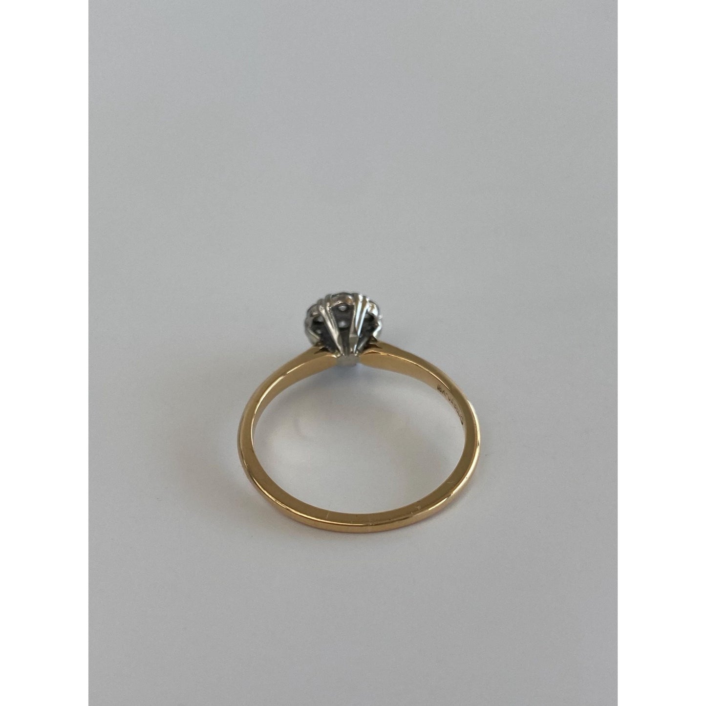 Vintage Solid 18k White & Yellow Gold Diamond Cluster Ring - Size 7.75