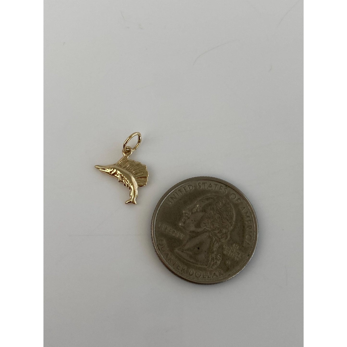 Vintage Solid 14k Yellow Gold Sailfish Charm