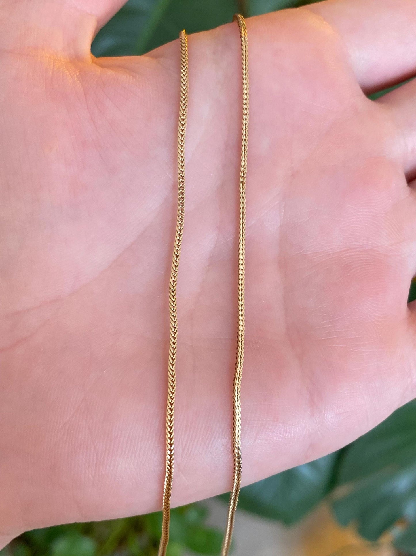 Solid 14k Yellow Gold Square Wheat Chain Necklace - 19.75 inches