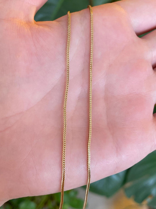 Solid 14k Yellow Gold Square Wheat Chain Necklace - 19.75 inches