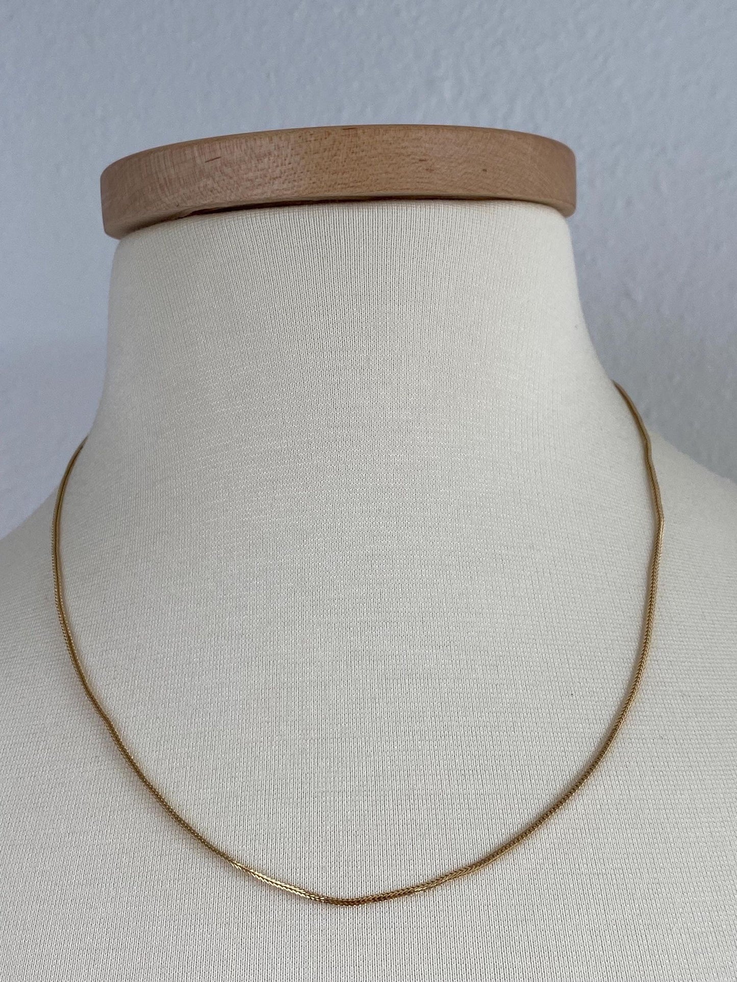 Solid 14k Yellow Gold Square Wheat Chain Necklace - 19.75 inches
