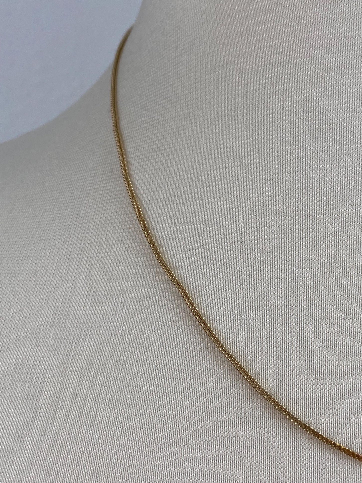 Solid 14k Yellow Gold Square Wheat Chain Necklace - 19.75 inches