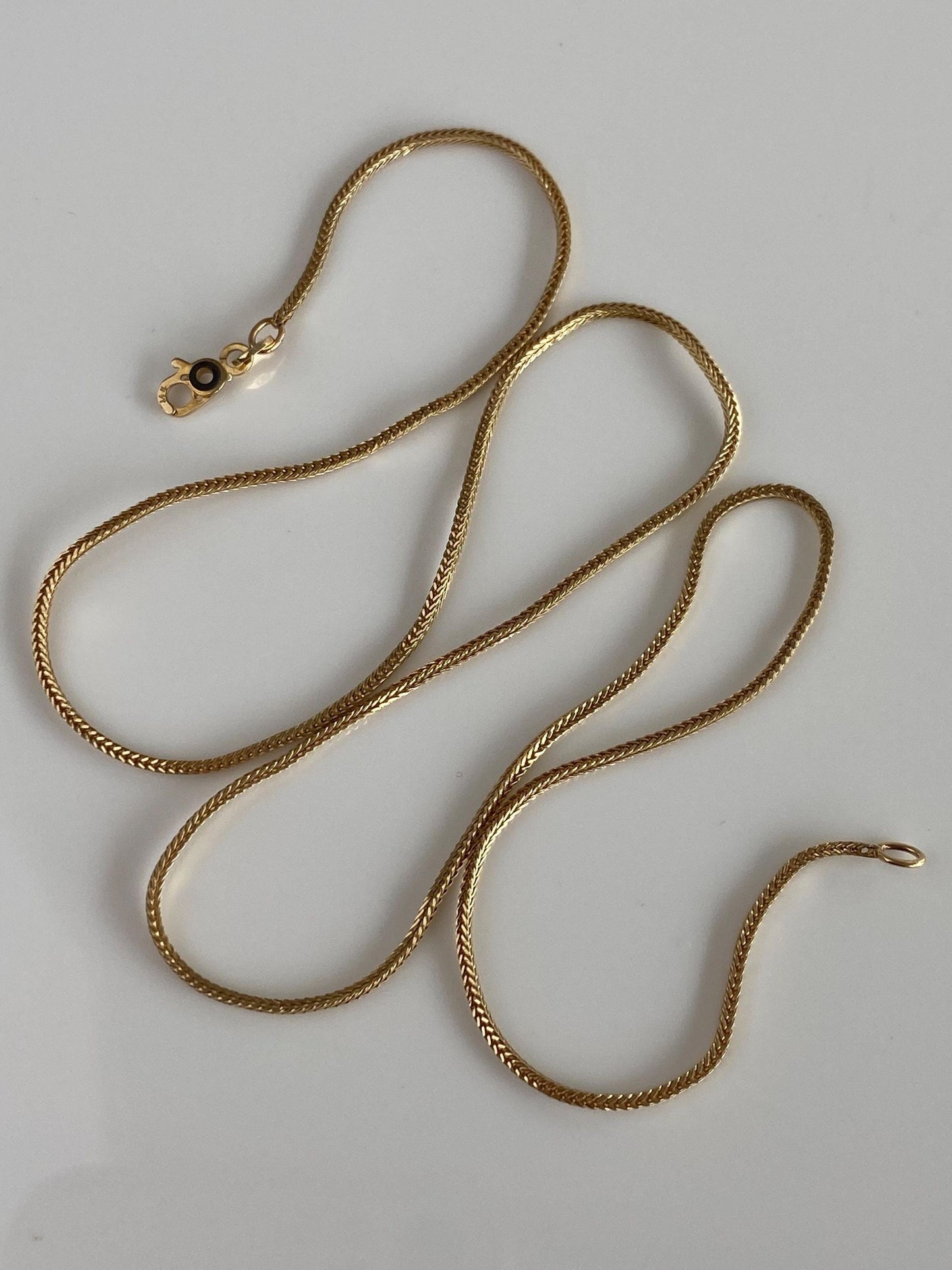 Solid 14k Yellow Gold Square Wheat Chain Necklace - 19.75 inches