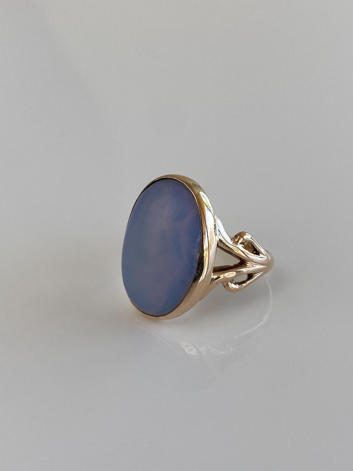 Vintage Solid 10k Rosey Gold Matte Milky Resin Ring - Size 5.5