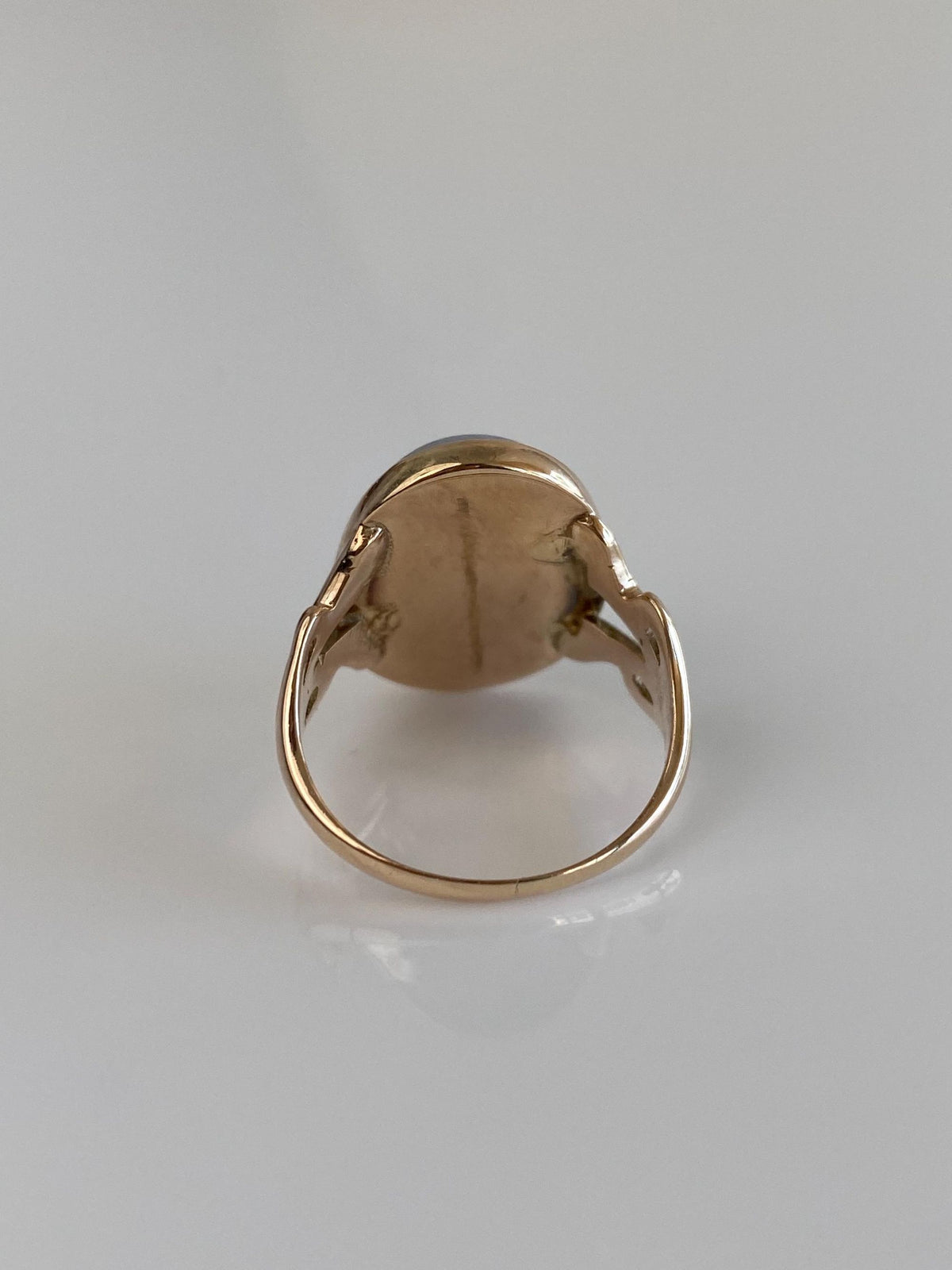 Vintage Solid 10k Rosey Gold Matte Milky Resin Ring - Size 5.5