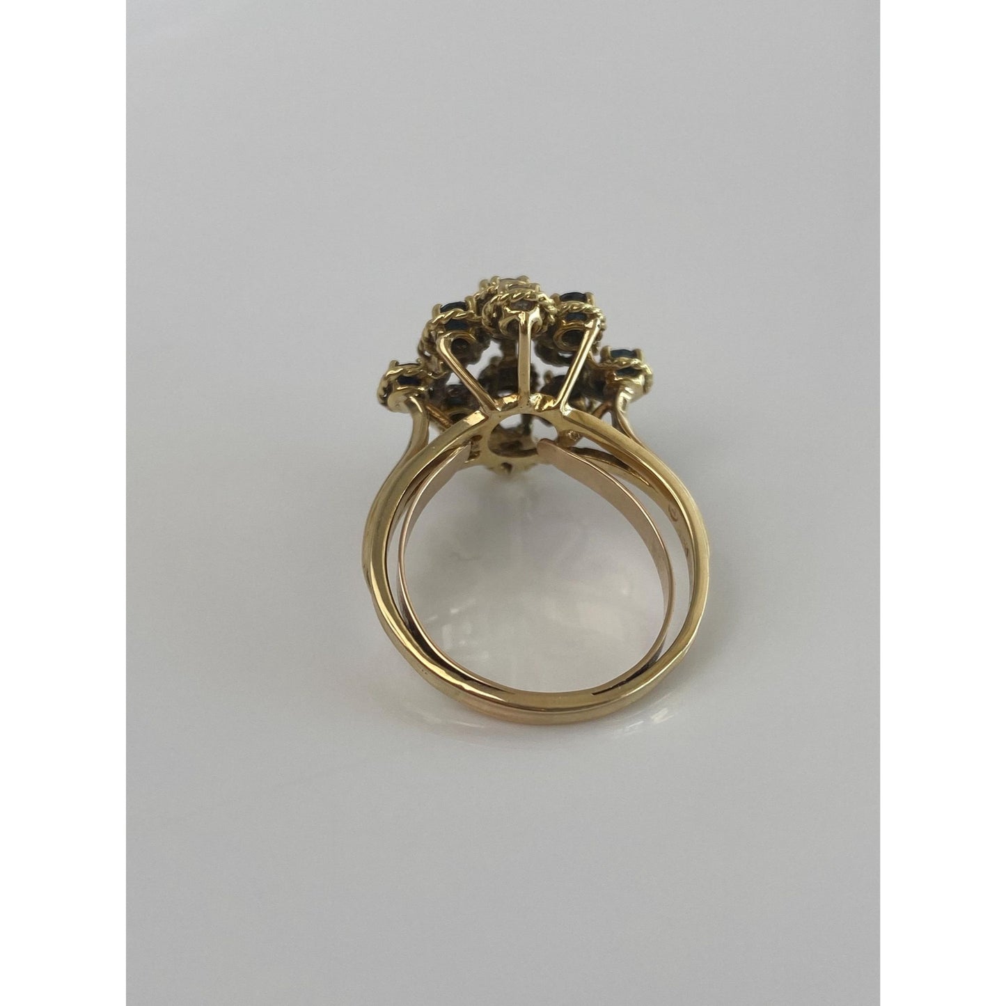 Solid 18k Yellow Gold Diamond Sapphire Ring Band - Size 6.5-8.5