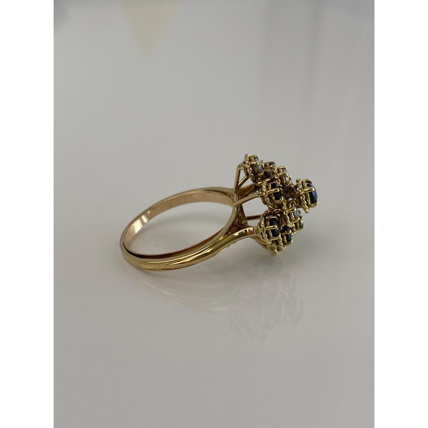 Solid 18k Yellow Gold Diamond Sapphire Ring Band - Size 6.5-8.5