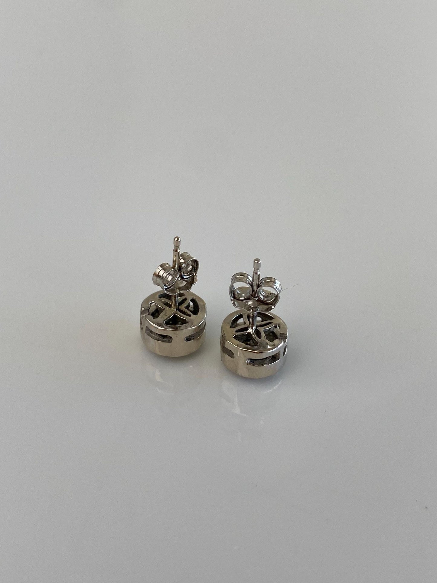 Vintage Solid 14k White Gold Yellow Diamond Cluster Studs