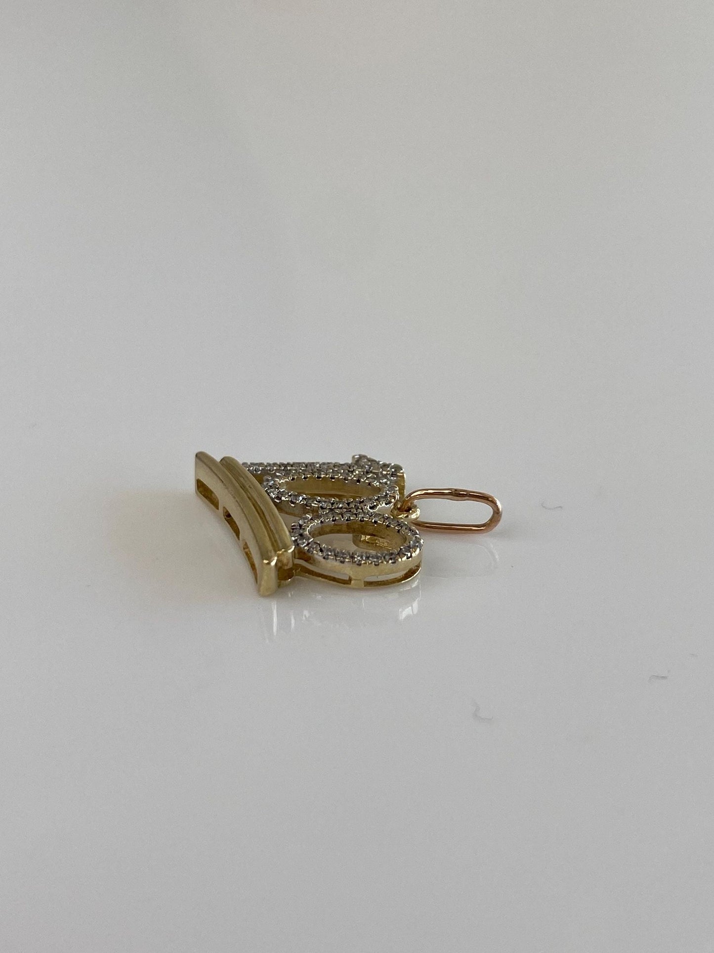 Vintage Solid 10k White & Yellow Gold Diamond '100' Charm