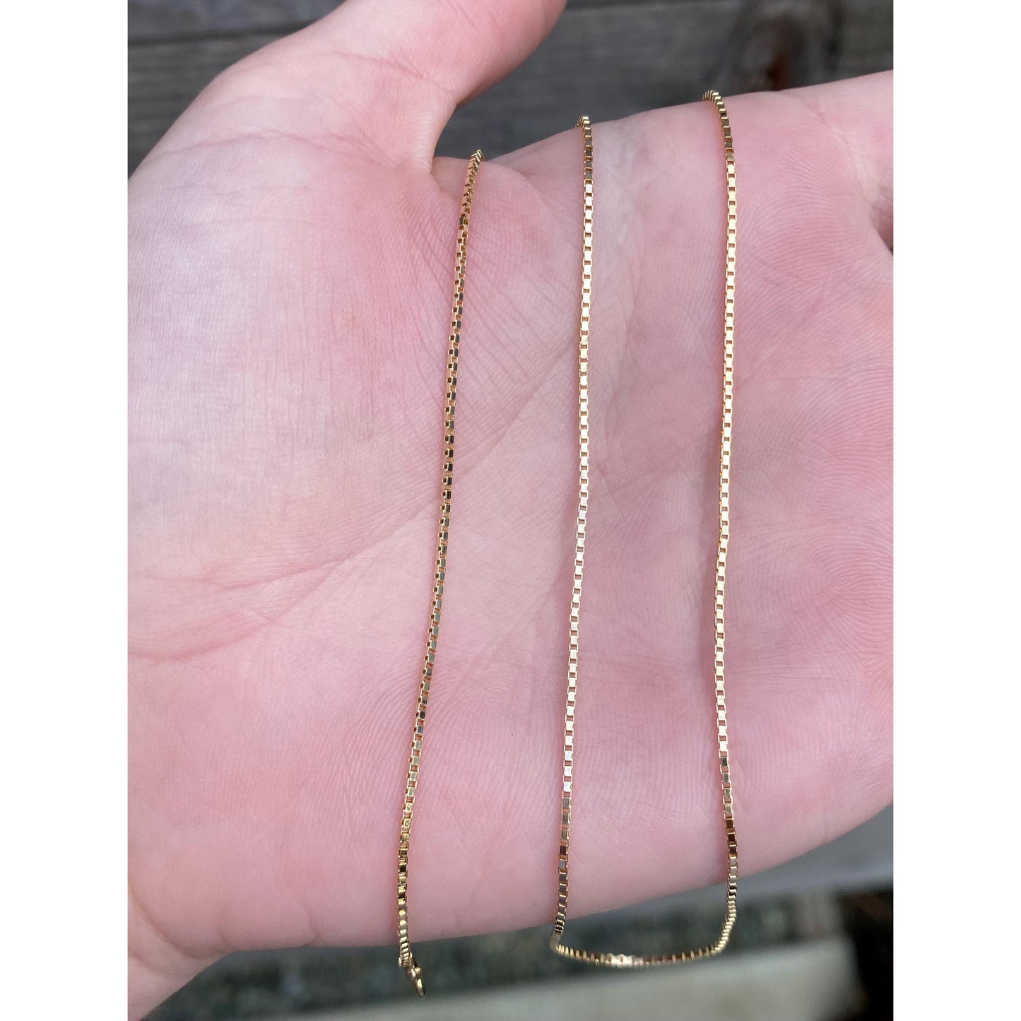 Vintage Solid 14k Yellow Gold Box Chain Necklace - 16 inches