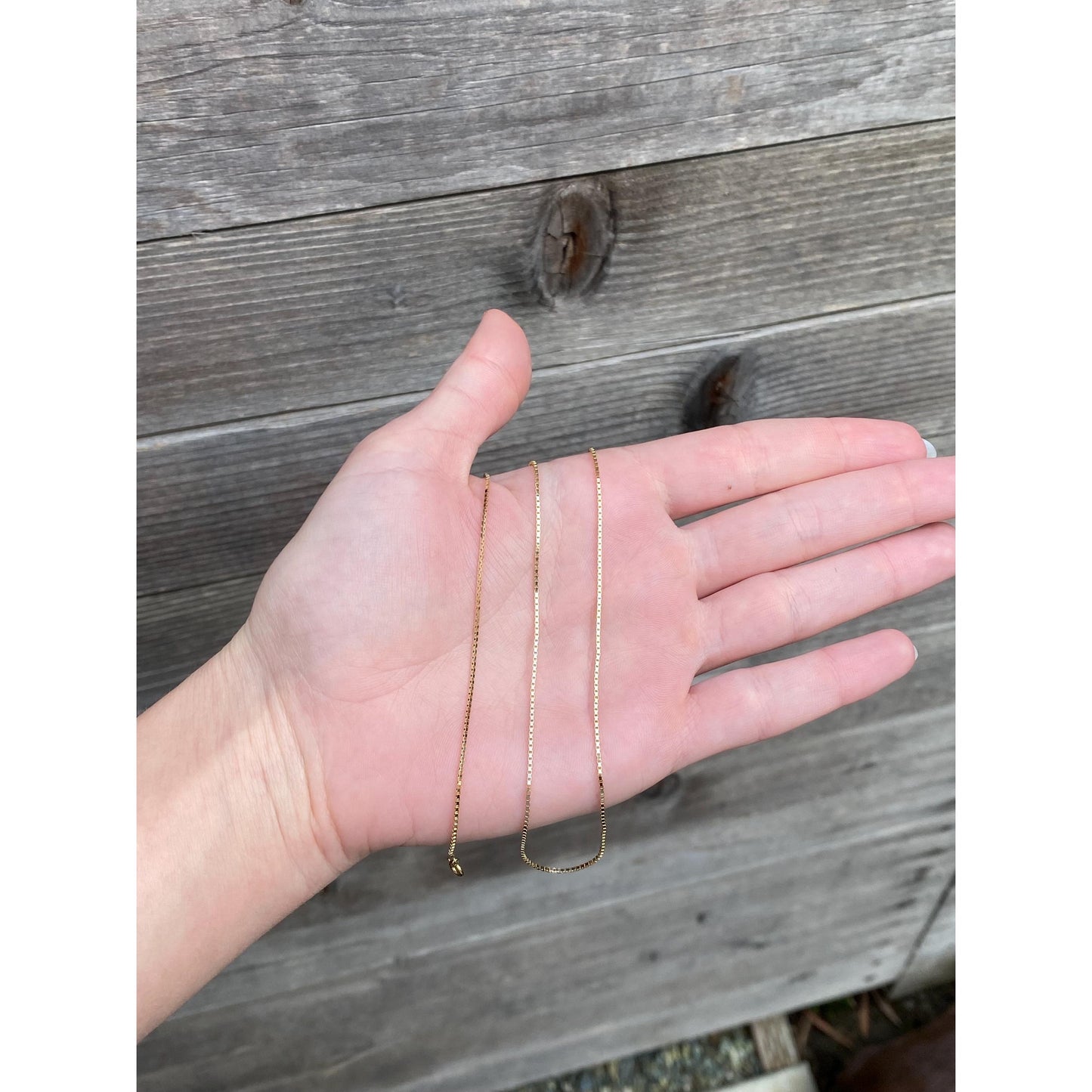 Vintage Solid 14k Yellow Gold Box Chain Necklace - 16 inches