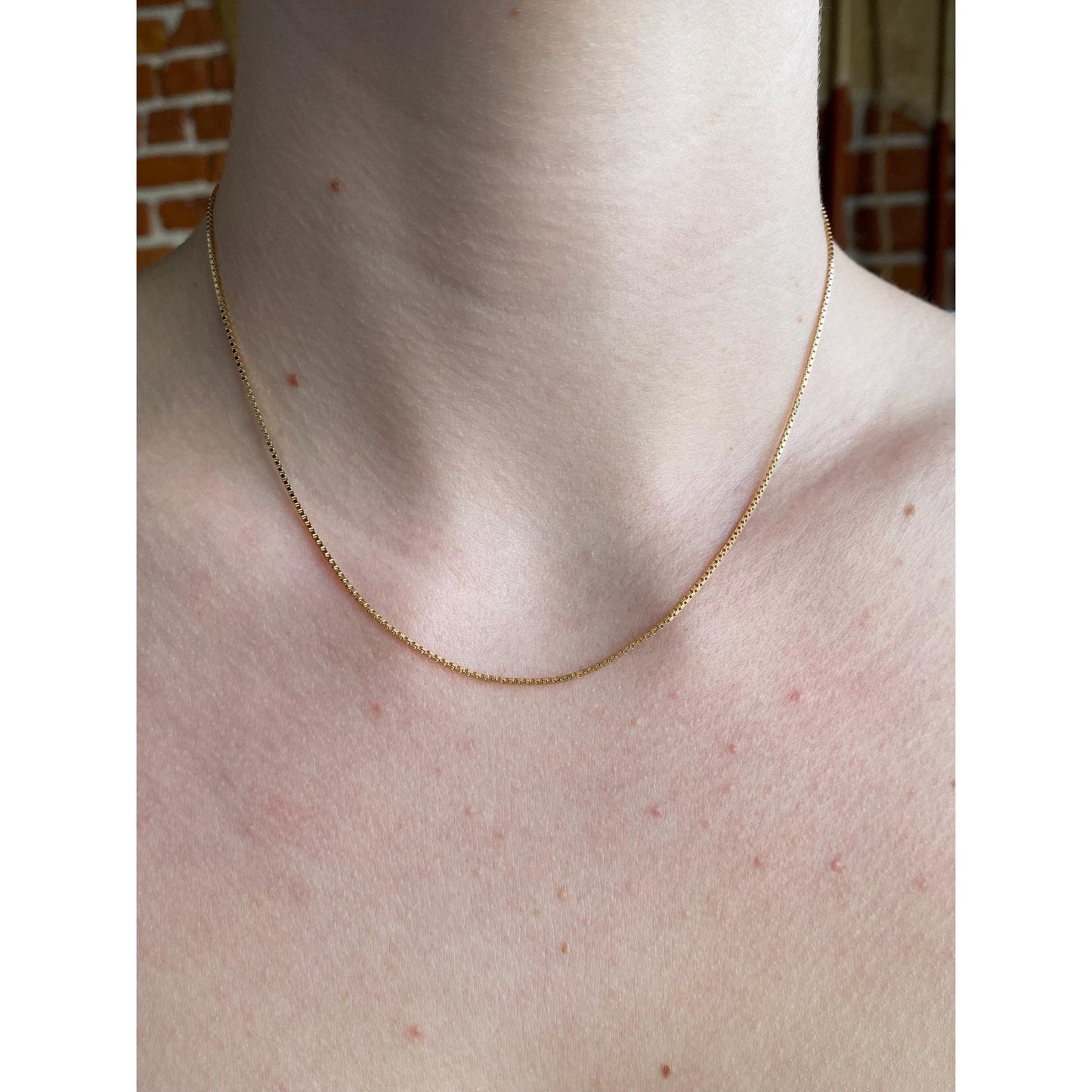 Vintage Solid 14k Yellow Gold Box Chain Necklace - 16 inches