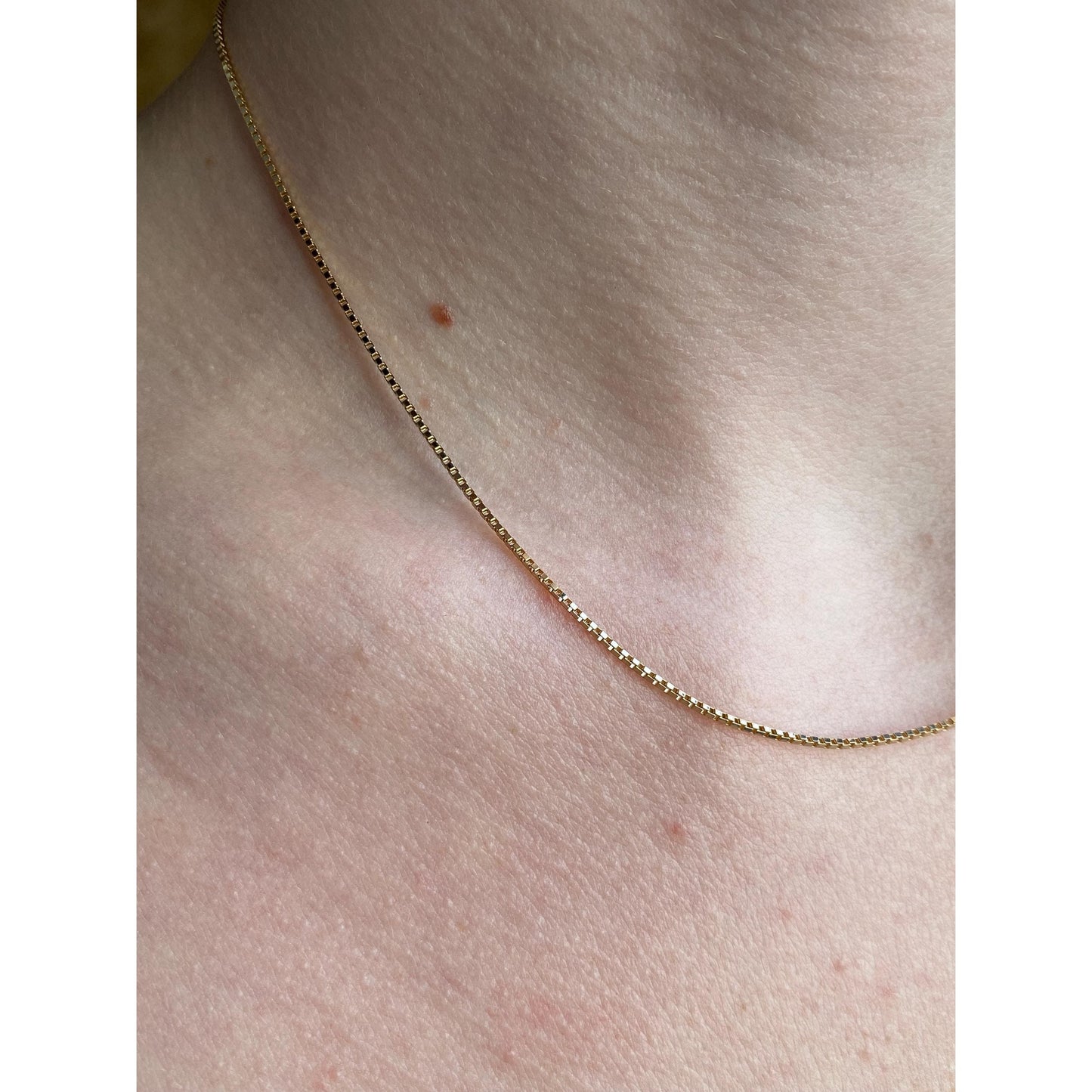 Vintage Solid 14k Yellow Gold Box Chain Necklace - 16 inches