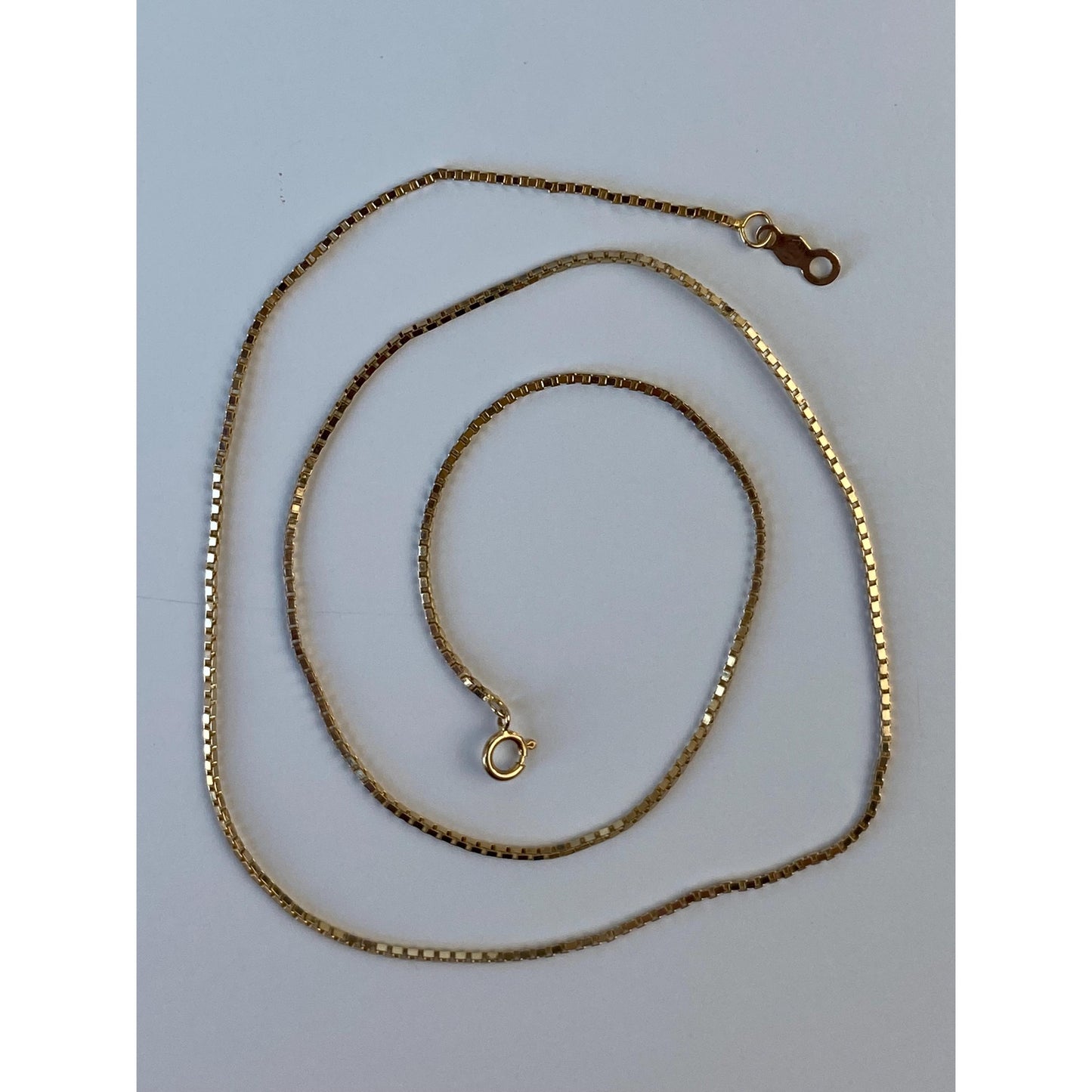 Vintage Solid 14k Yellow Gold Box Chain Necklace - 16 inches