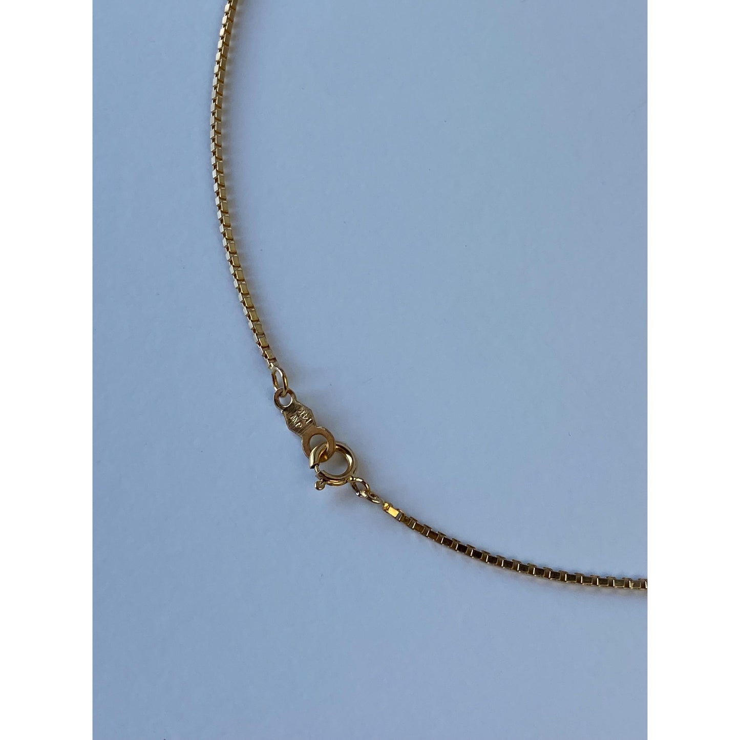 Vintage Solid 14k Yellow Gold Box Chain Necklace - 16 inches