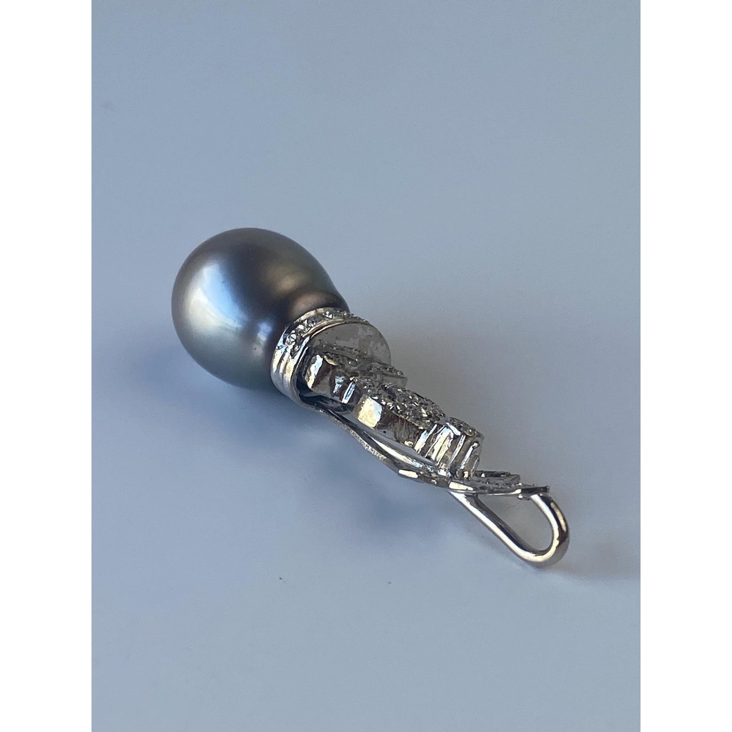 Vintage Solid 14k White Gold Diamond Buddah Peacock Pearl Charm