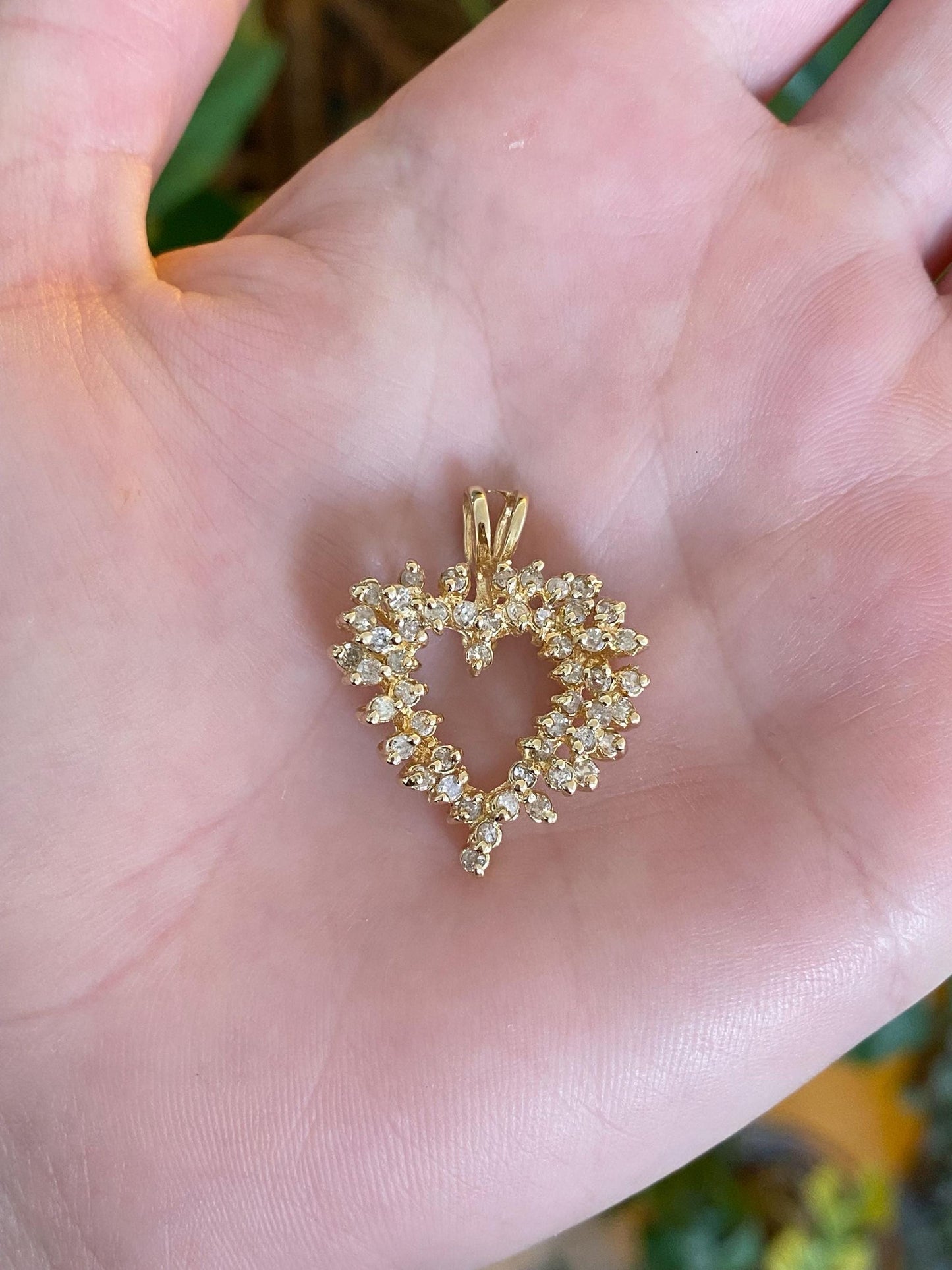 Vintage Solid 14k Yellow Gold Diamond Heart Charm