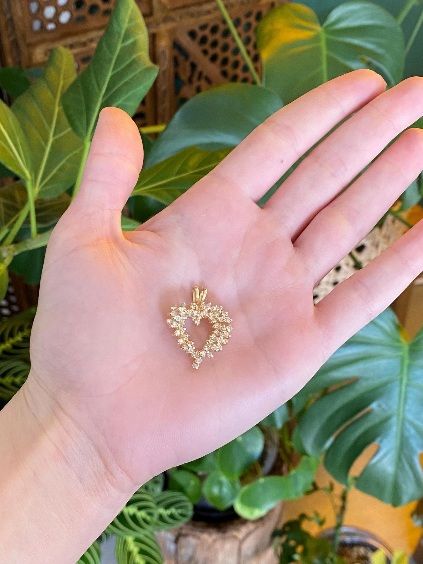 Vintage Solid 14k Yellow Gold Diamond Heart Charm