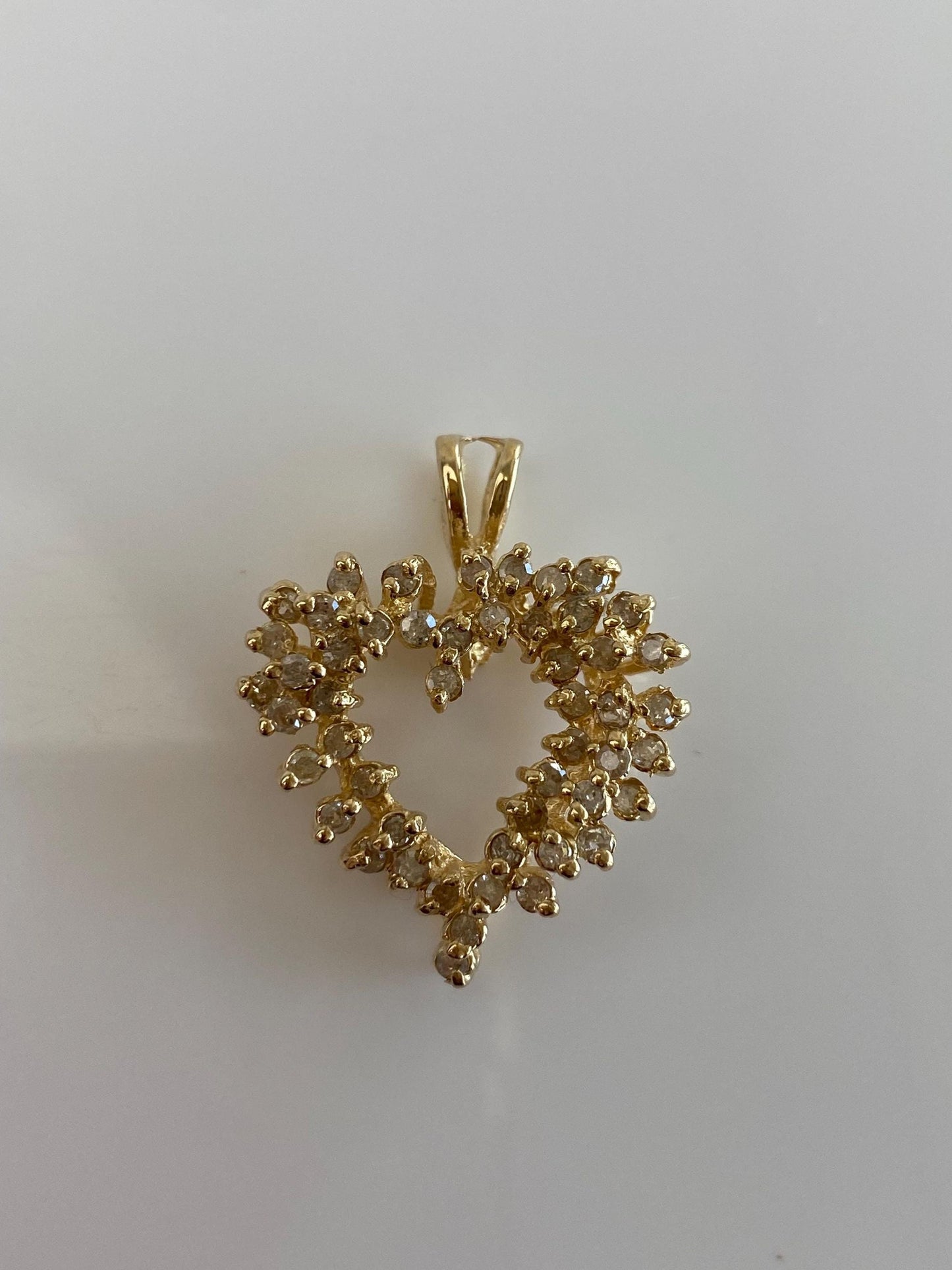 Vintage Solid 14k Yellow Gold Diamond Heart Charm