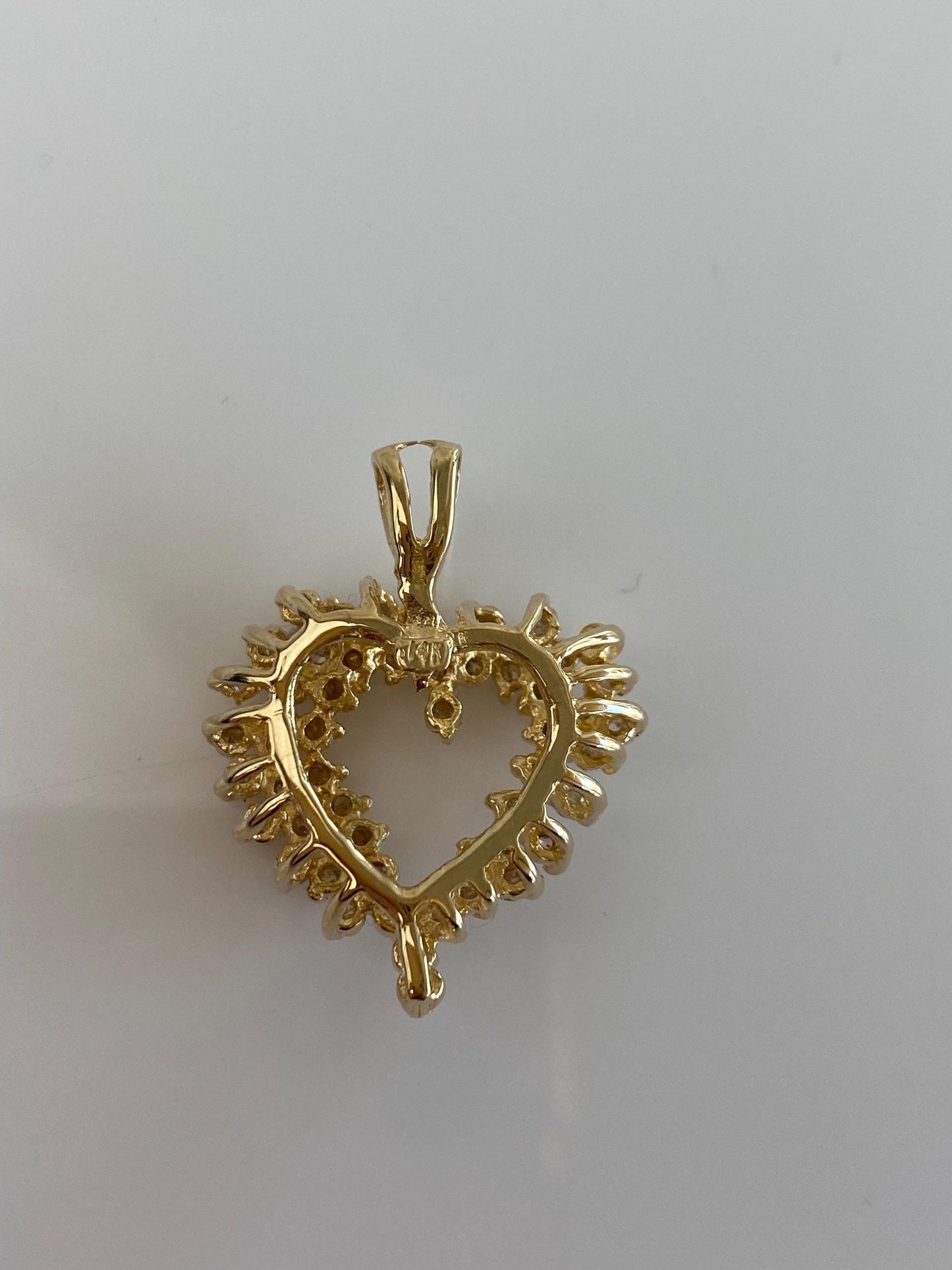 Vintage Solid 14k Yellow Gold Diamond Heart Charm