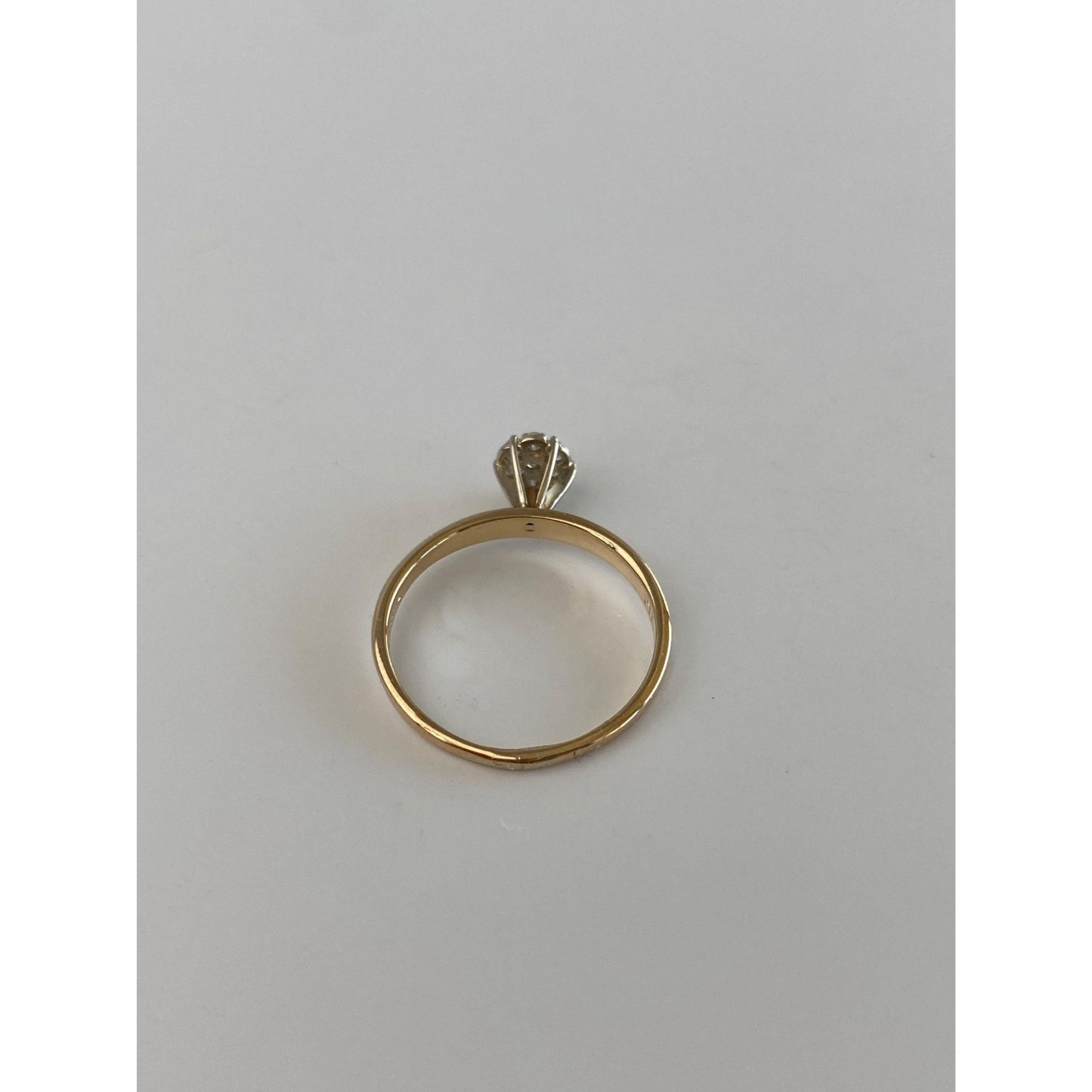 Vintage Solid 14k White & Yellow Gold Diamond Cluster Ring - Size 6.5