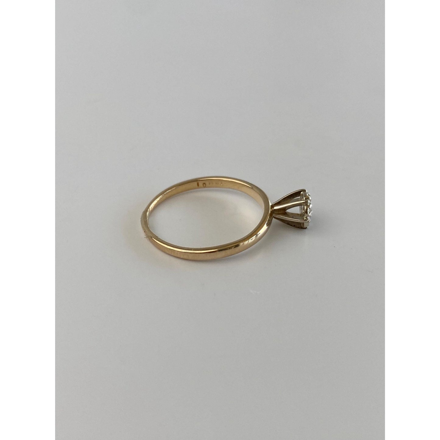 Vintage Solid 14k White & Yellow Gold Diamond Cluster Ring - Size 6.5