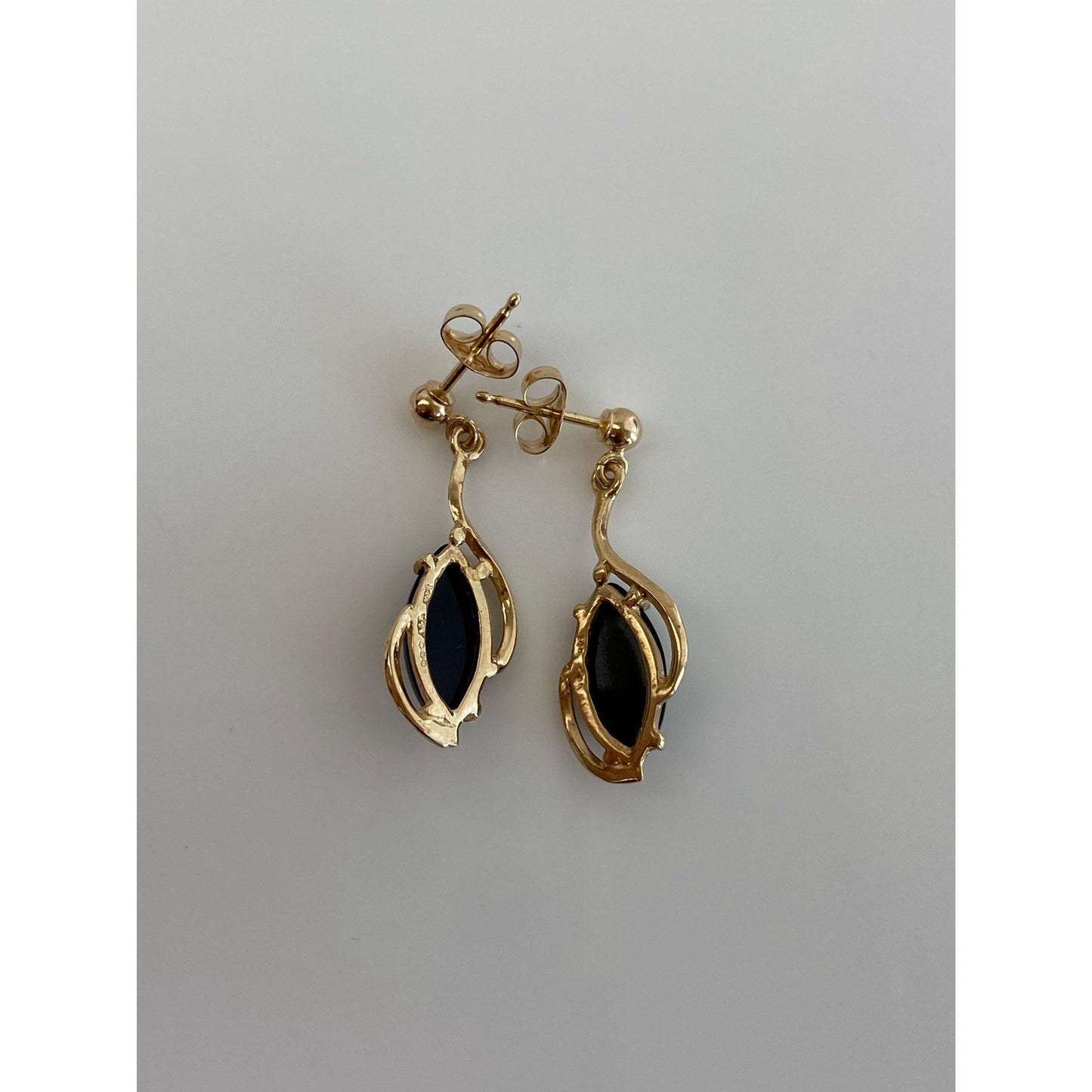 Solid 14k Black Onyx Dangle Stud Earrings