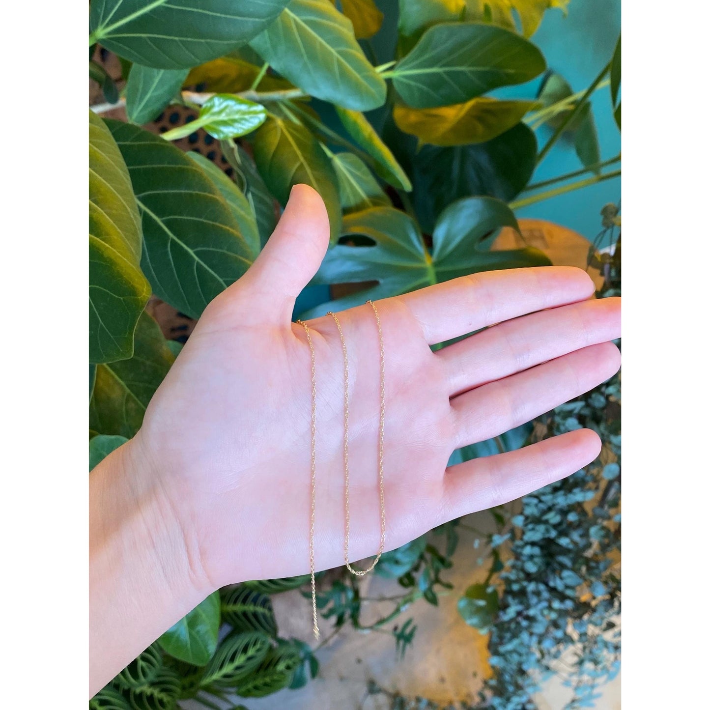 Vintage Solid 14k Yellow Gold Dainty Chain Necklace - 18 inches