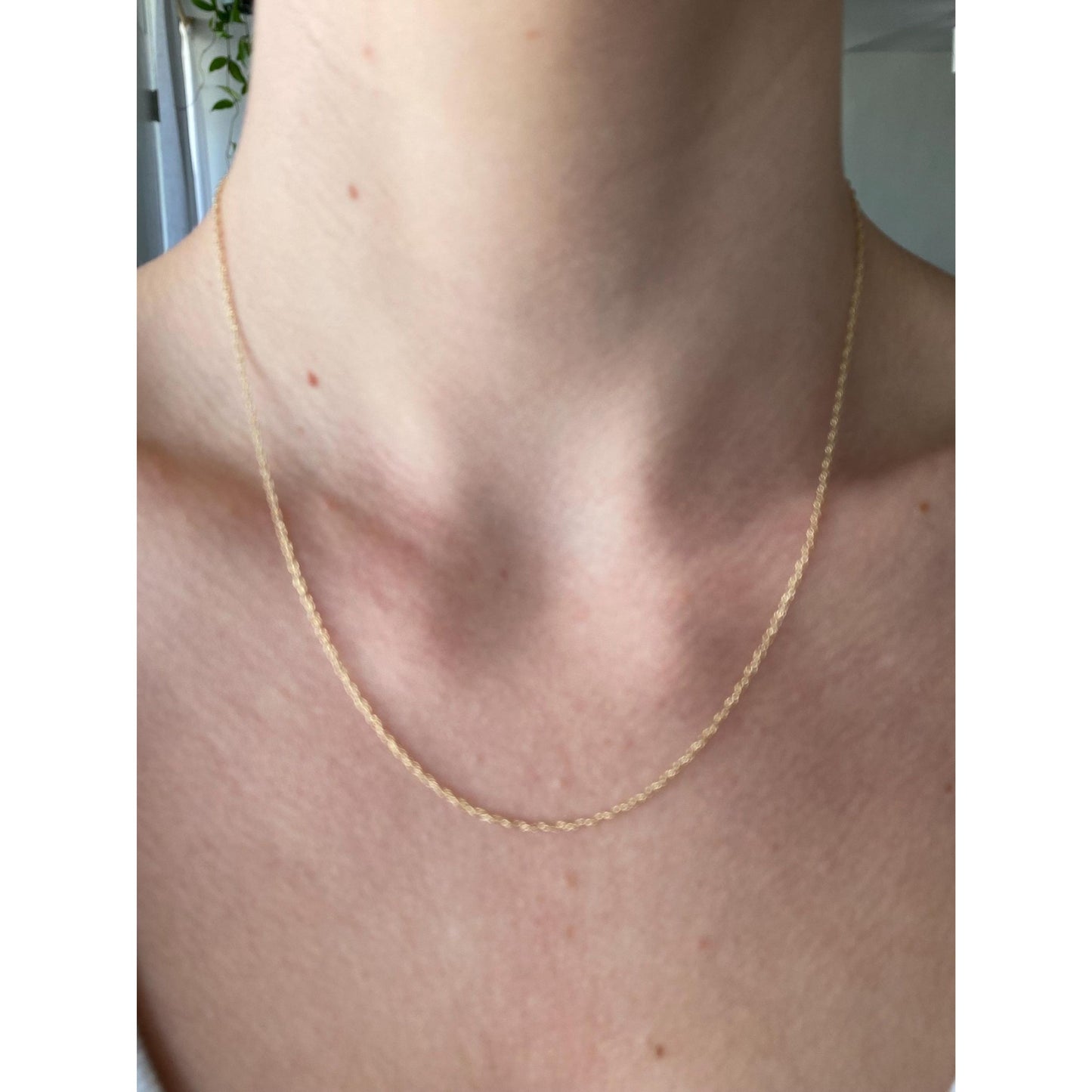 Vintage Solid 14k Yellow Gold Dainty Chain Necklace - 18 inches