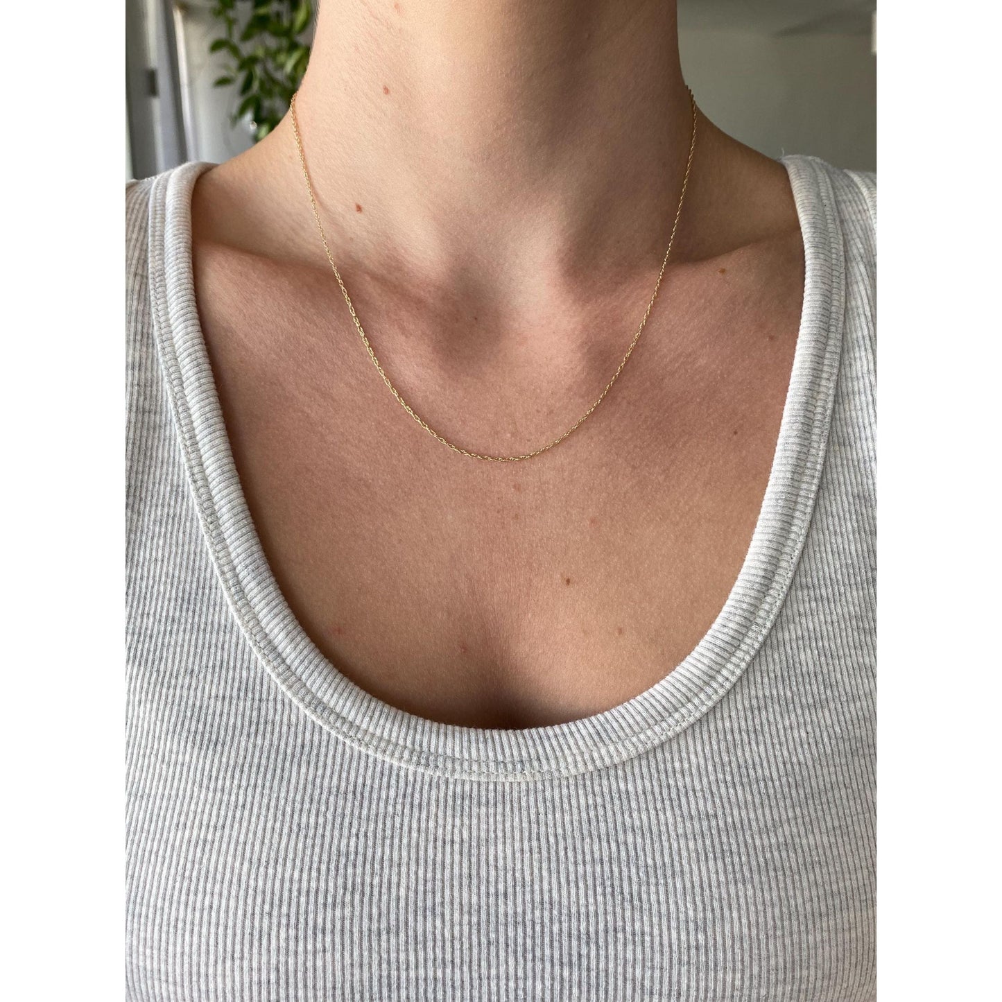 Vintage Solid 14k Yellow Gold Dainty Chain Necklace - 18 inches