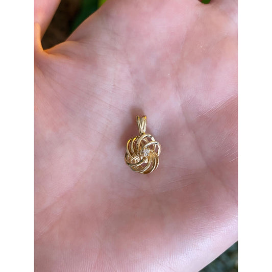Vintage Solid 14k Yellow Gold Diamond Knot Charm
