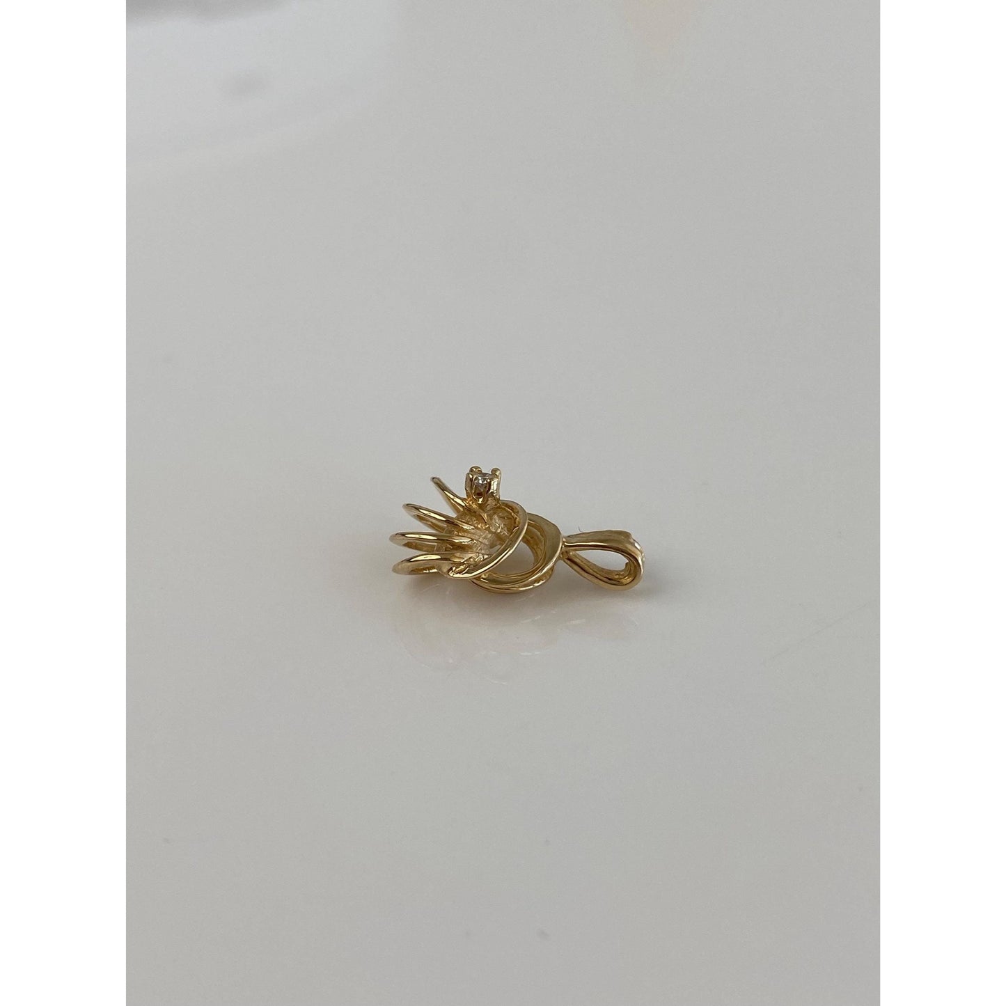 Vintage Solid 14k Yellow Gold Diamond Knot Charm