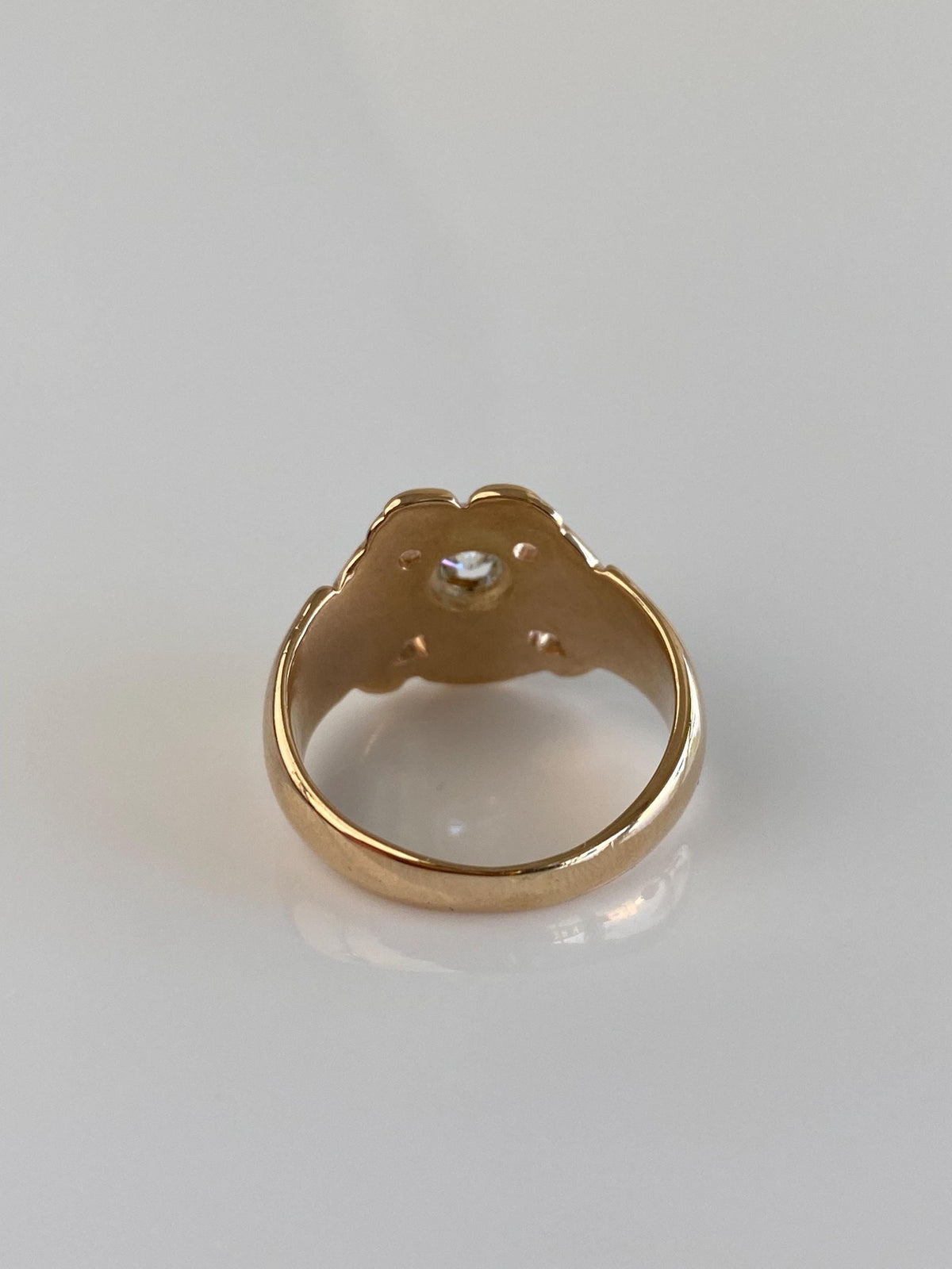 Vintage Solid 14k Rosey Gold Clear Cubic Zirconia Eagle Ring - Size 8