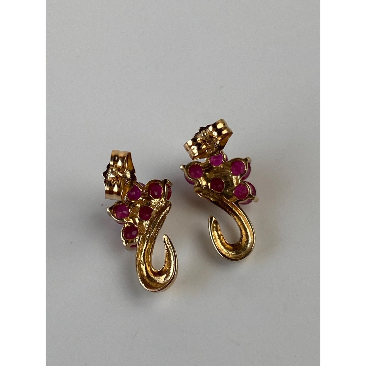 Solid 14k Yellow Gold Pink Spinel Cluster Stud Earrings