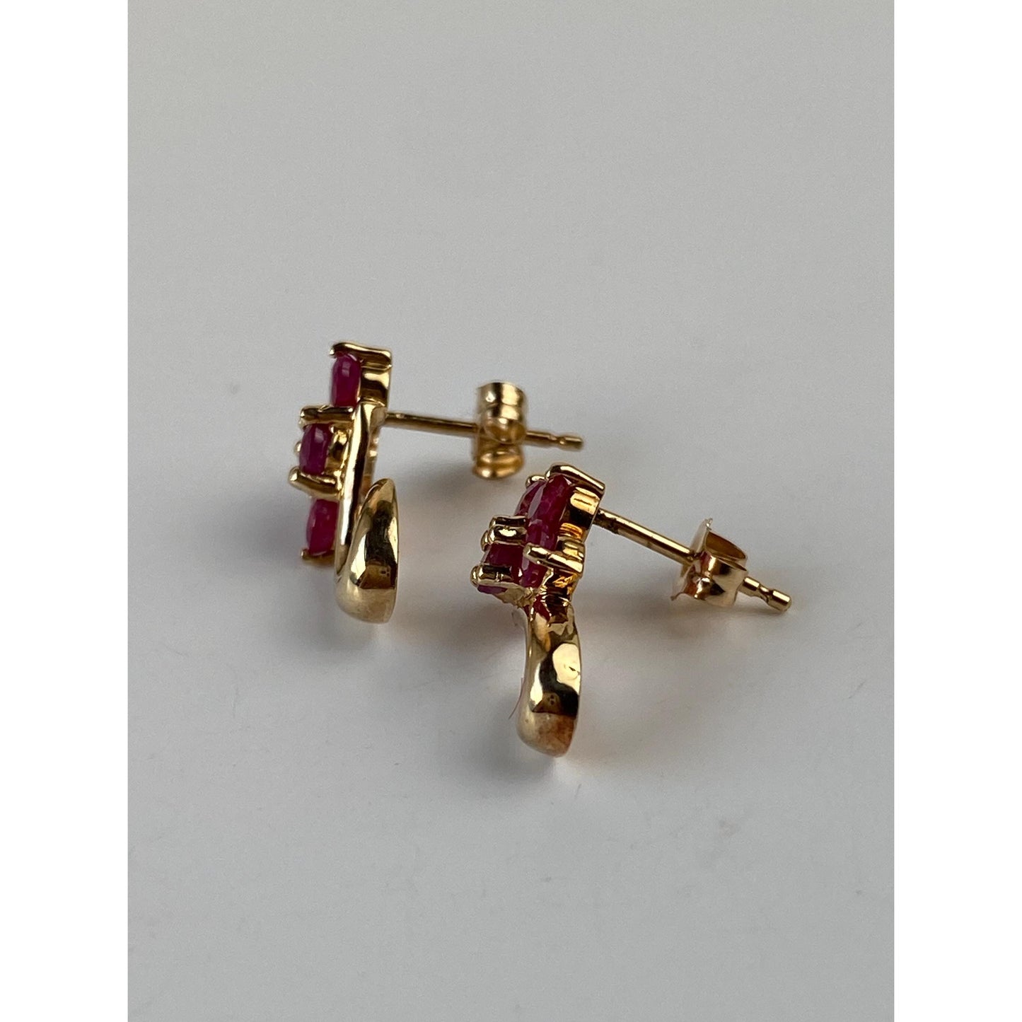 Solid 14k Yellow Gold Pink Spinel Cluster Stud Earrings