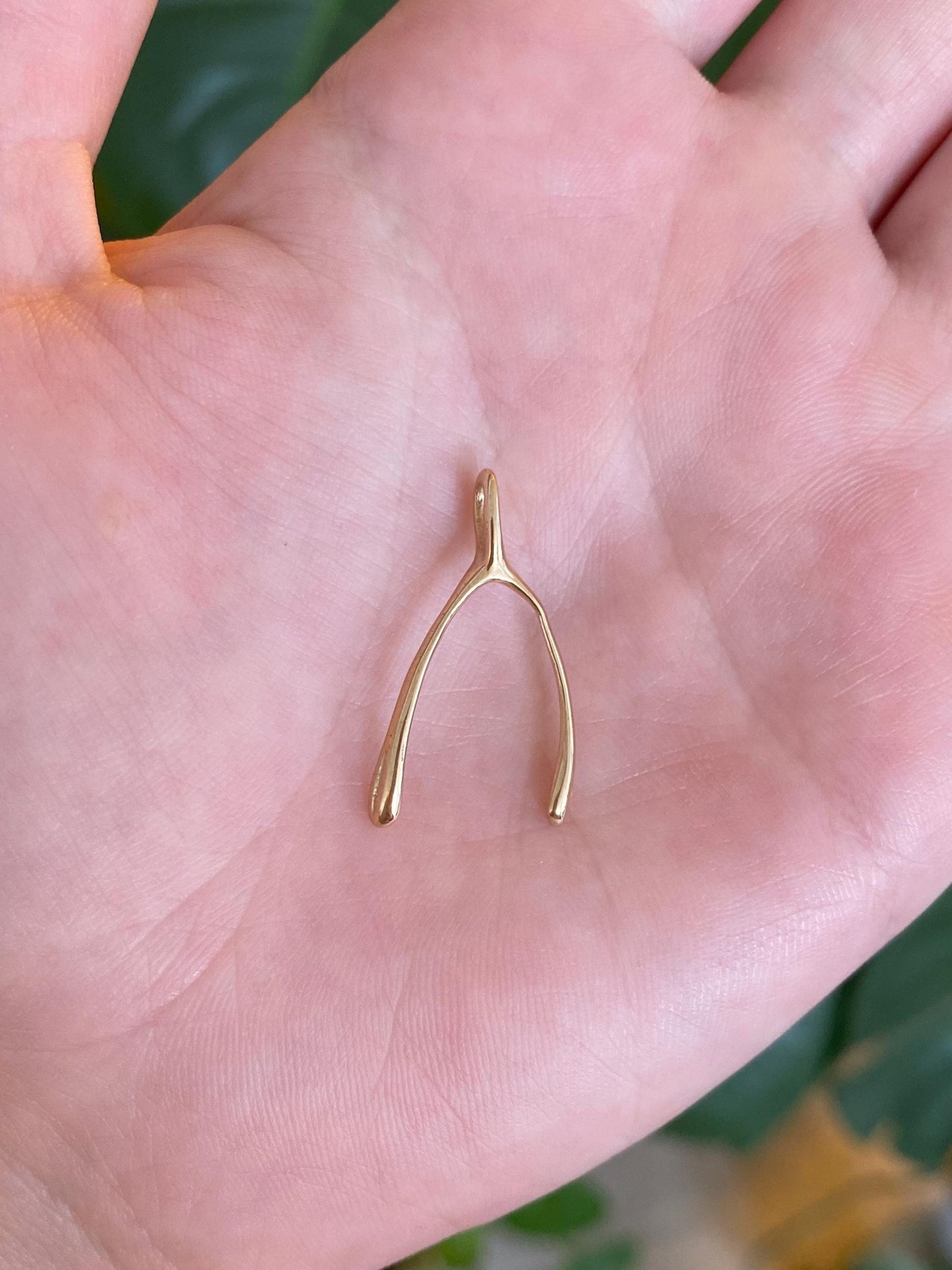 Vintage Solid 14k Yellow Gold Wishbone Charm