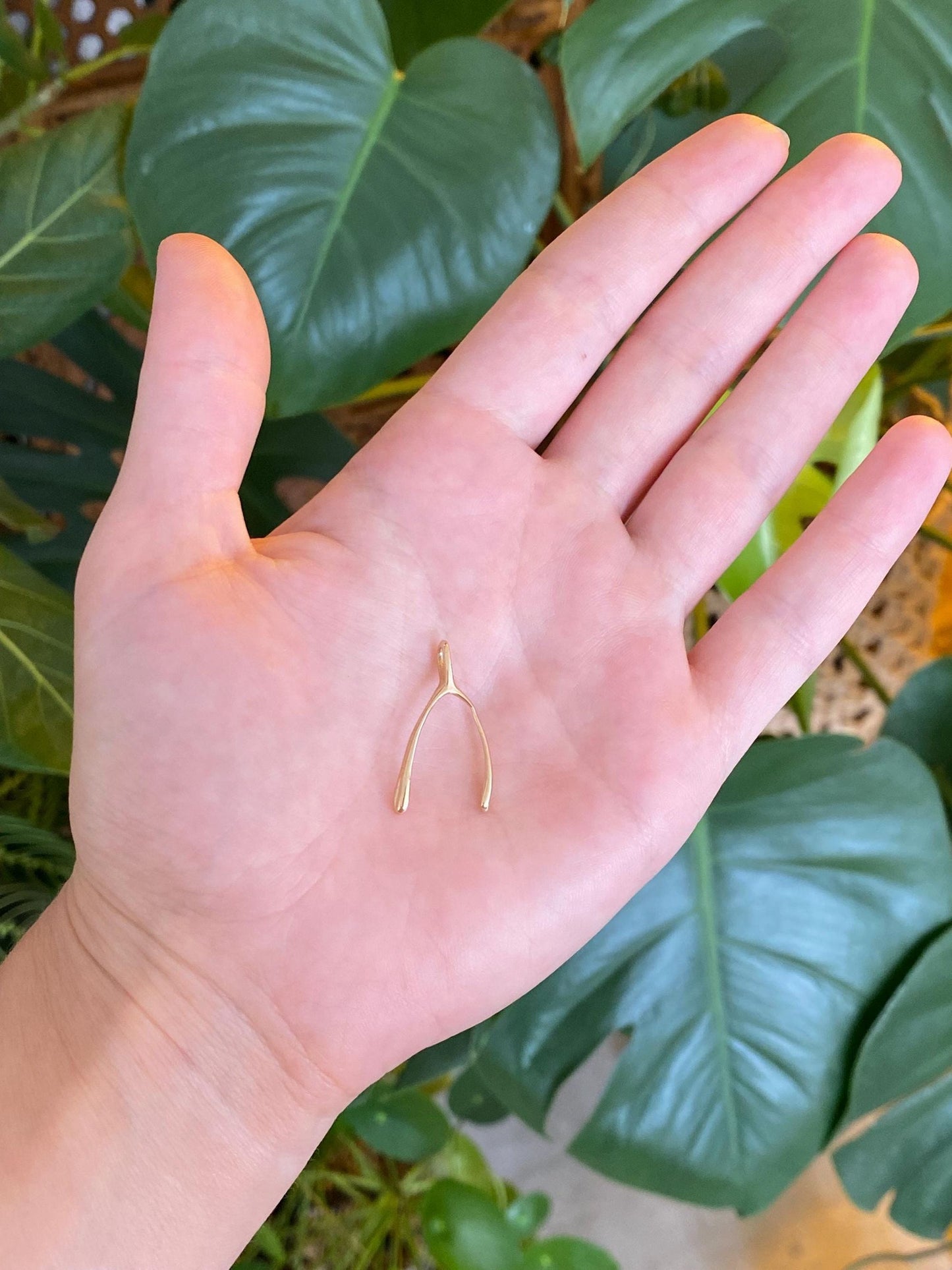 Vintage Solid 14k Yellow Gold Wishbone Charm