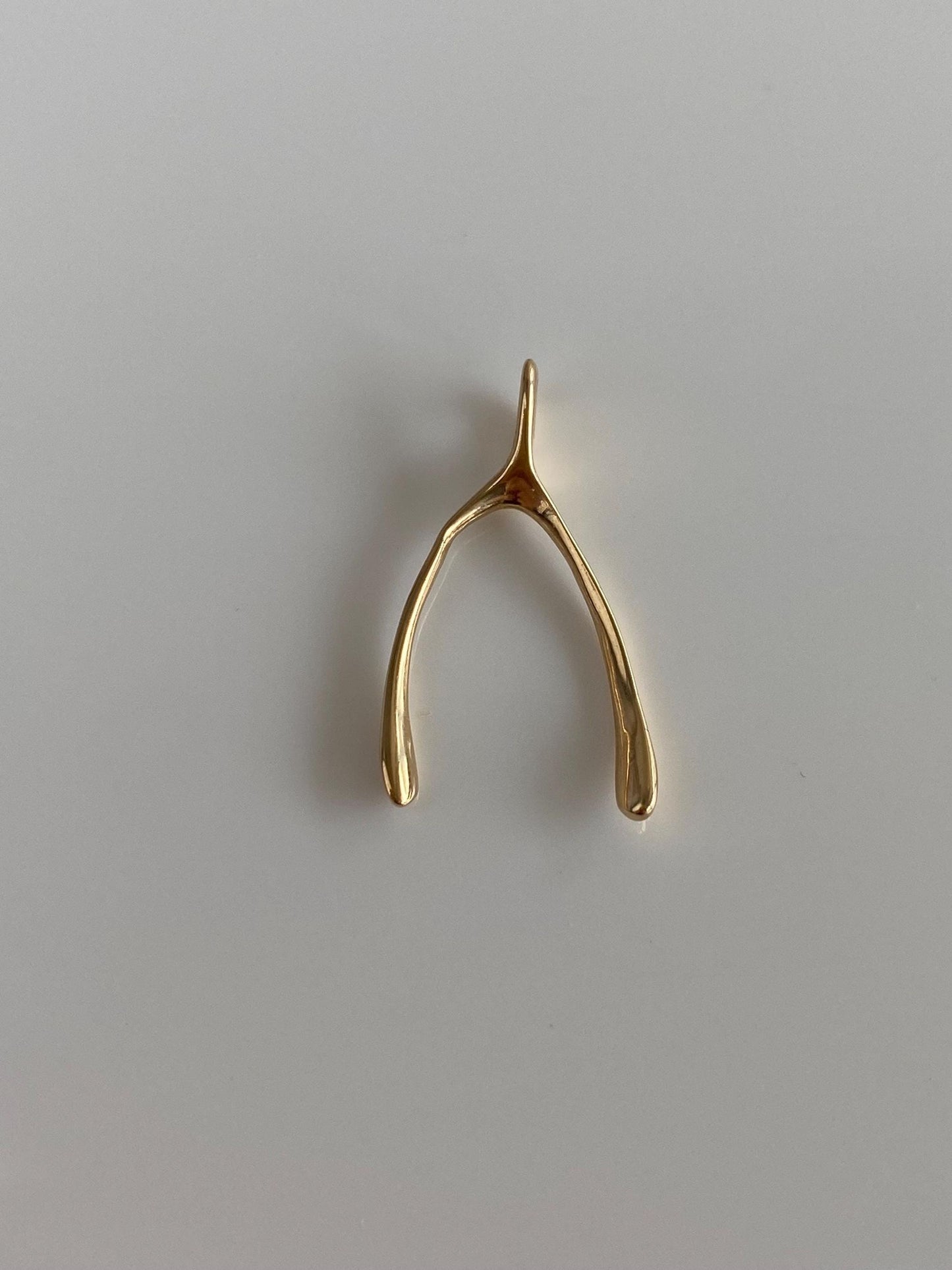 Vintage Solid 14k Yellow Gold Wishbone Charm