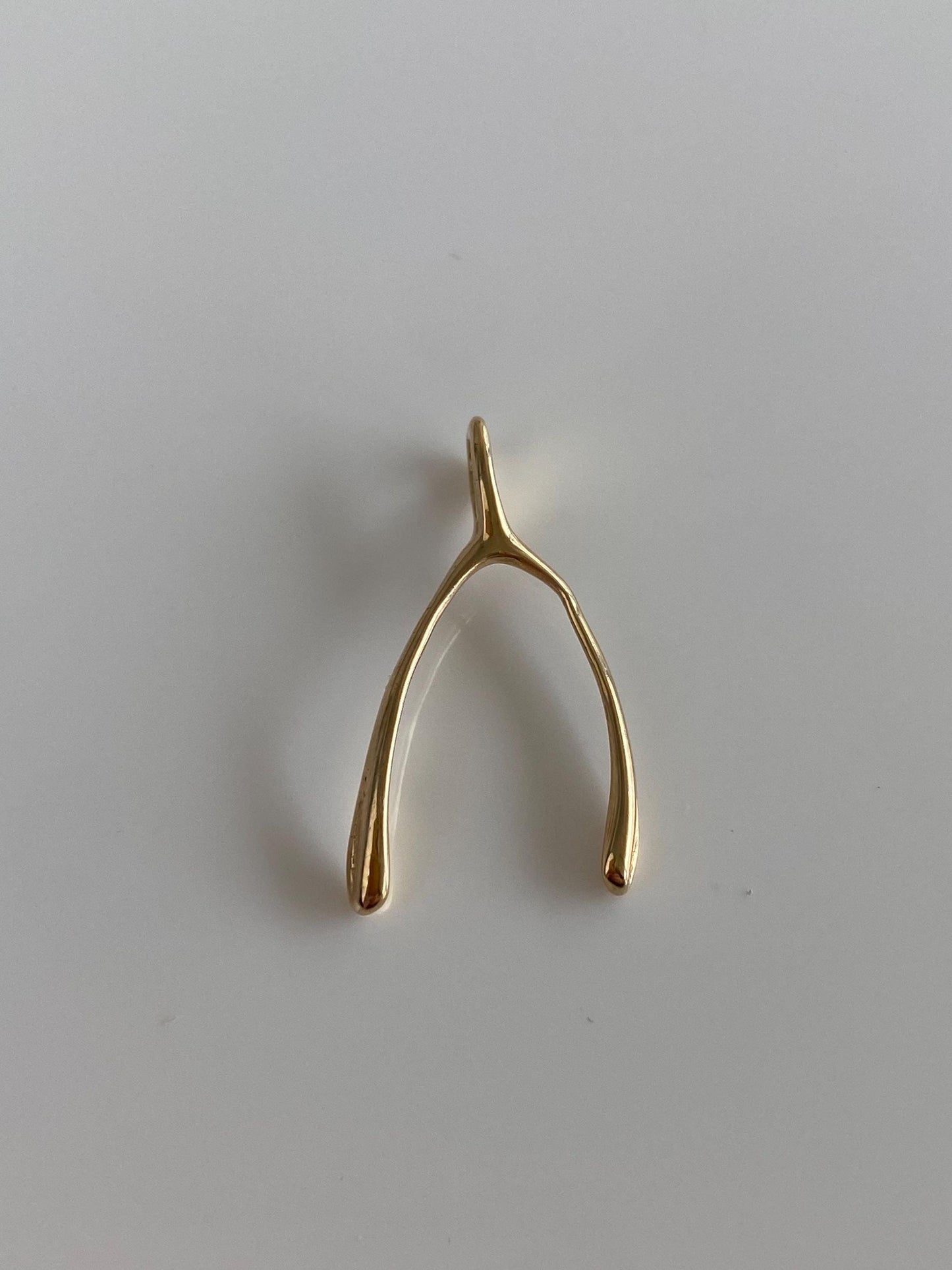 Vintage Solid 14k Yellow Gold Wishbone Charm